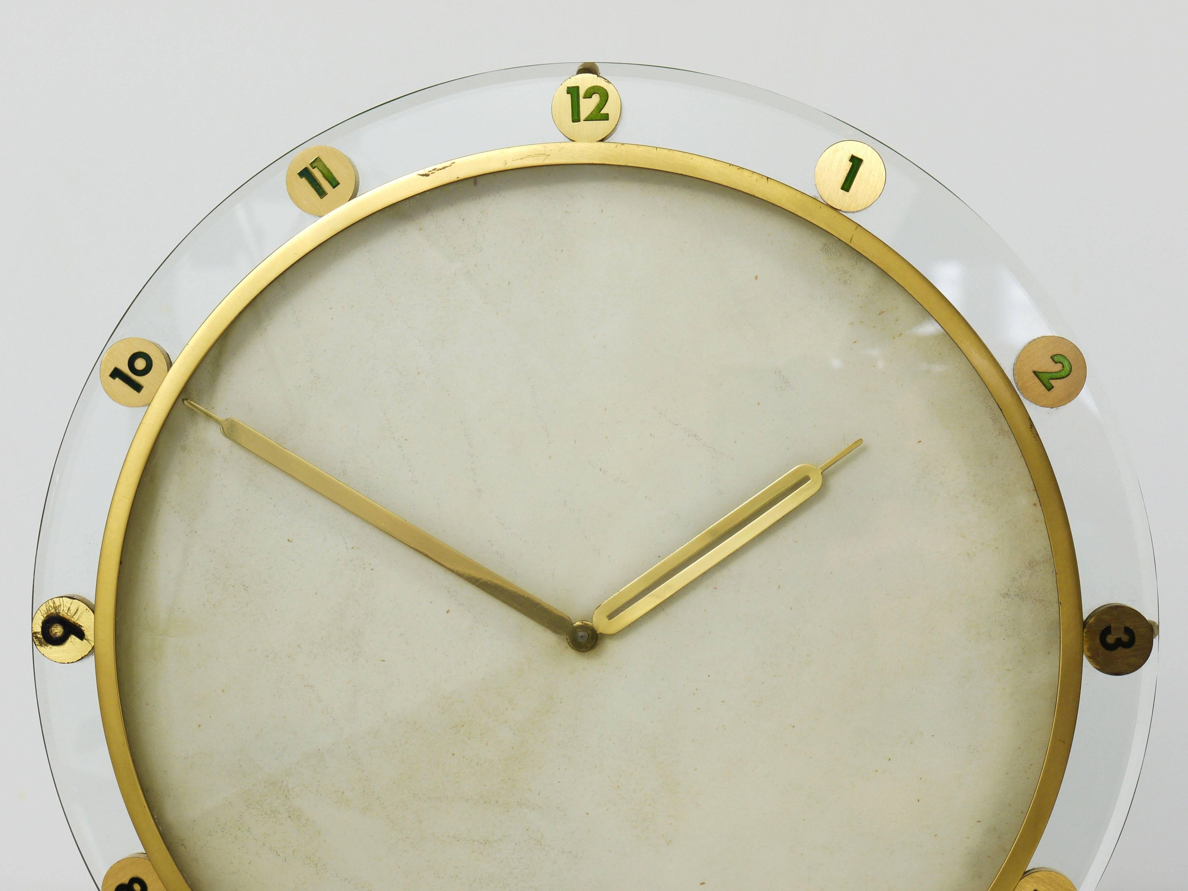 Large Modernist Brass Table Clock, Germany, 1950s 3