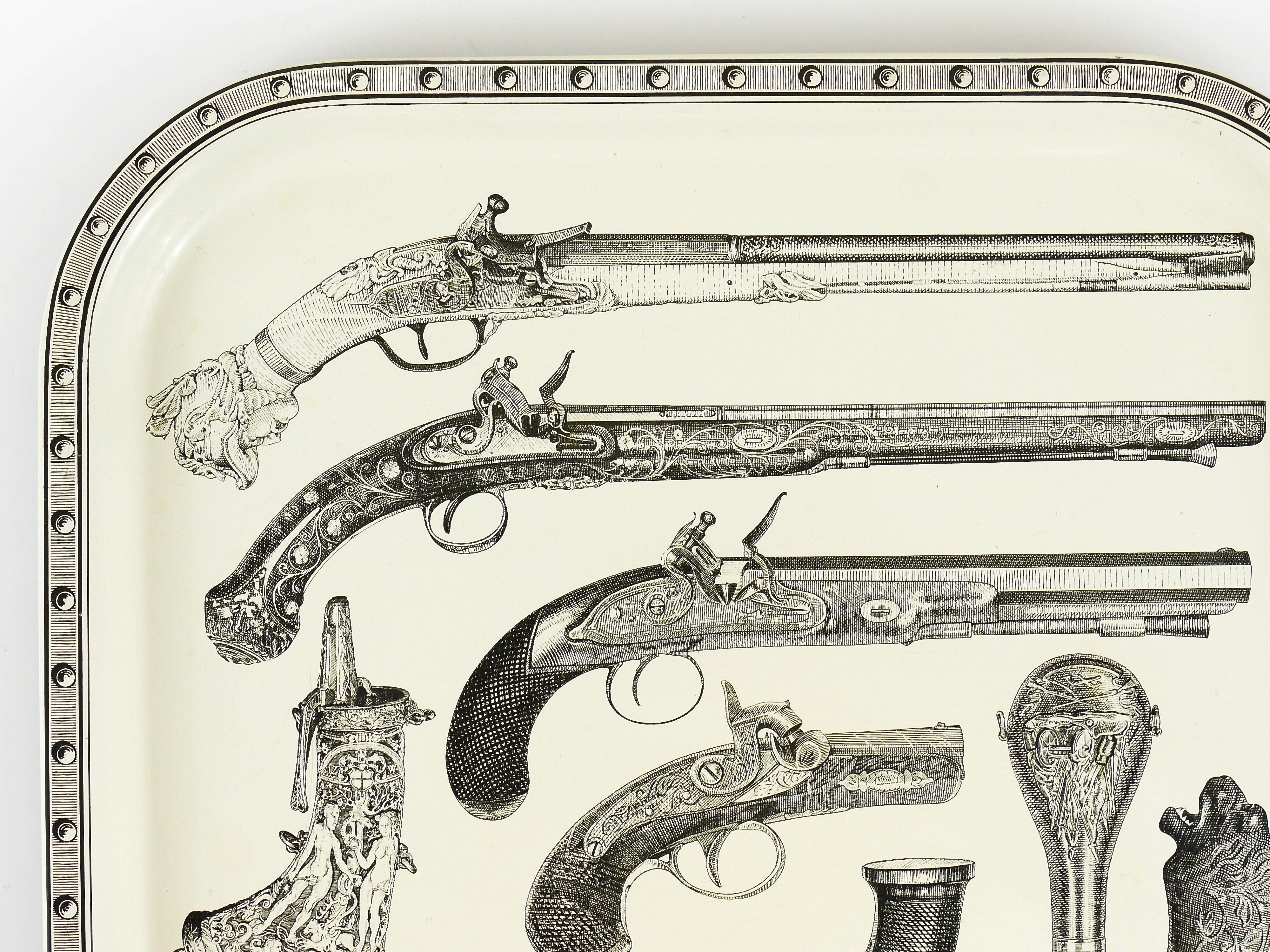 Piero Fornasetti Beautiful Pistol & Gun Serving Bar Tray, 1960s For Sale 1