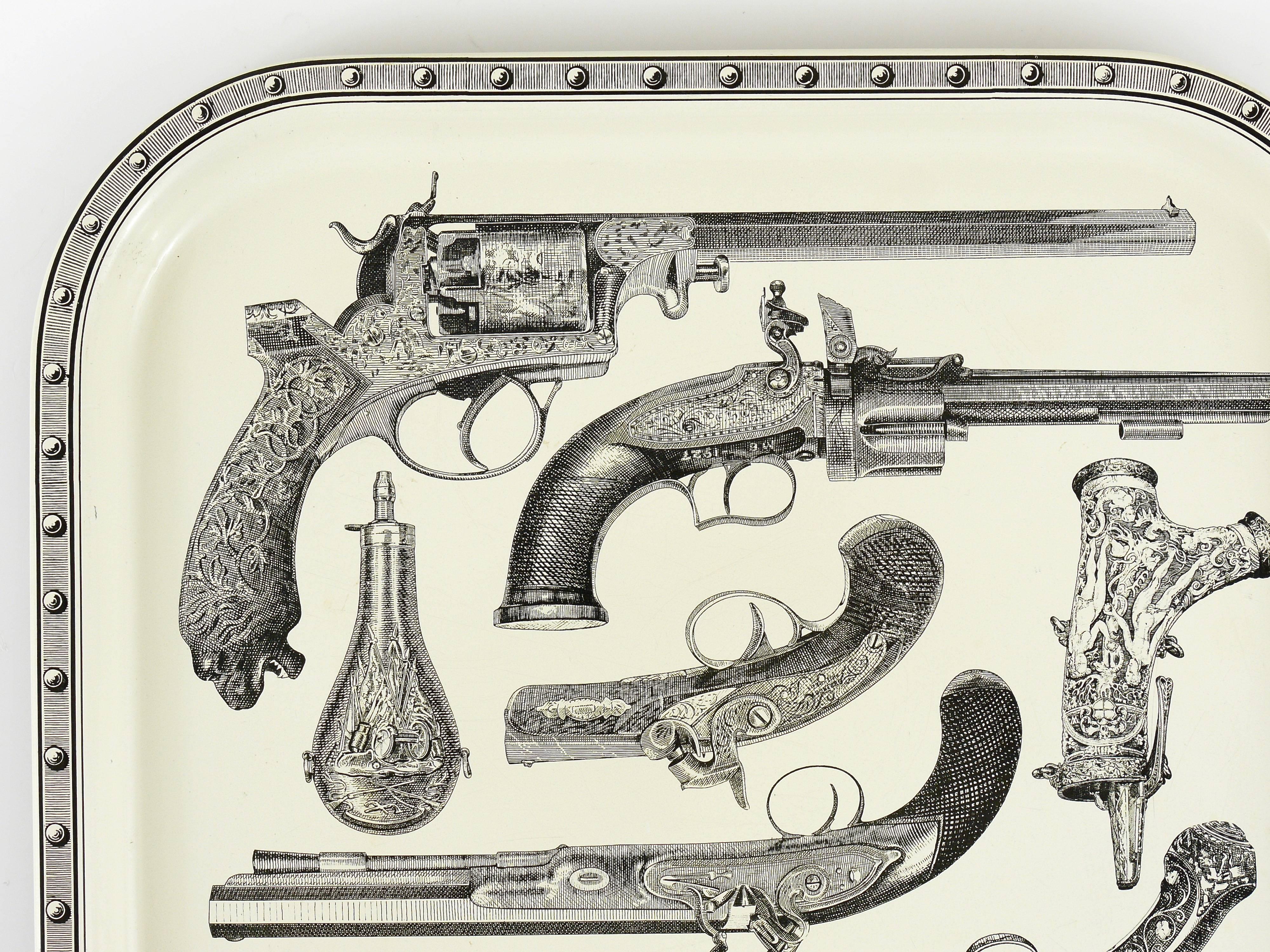 Piero Fornasetti Beautiful Pistol & Gun Serving Bar Tray, 1960s For Sale 2