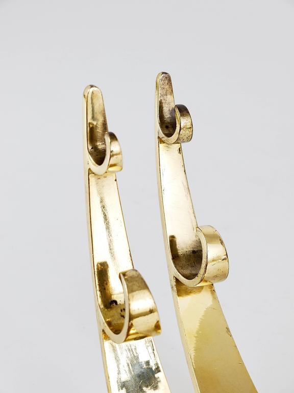 27x Midcentury Brass Double Wall Hook by Herta Baller, Vienna