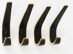 Four Austrian Modernist Brass Wall Coat Hooks by Hertha Baller, Austria, 1950s
