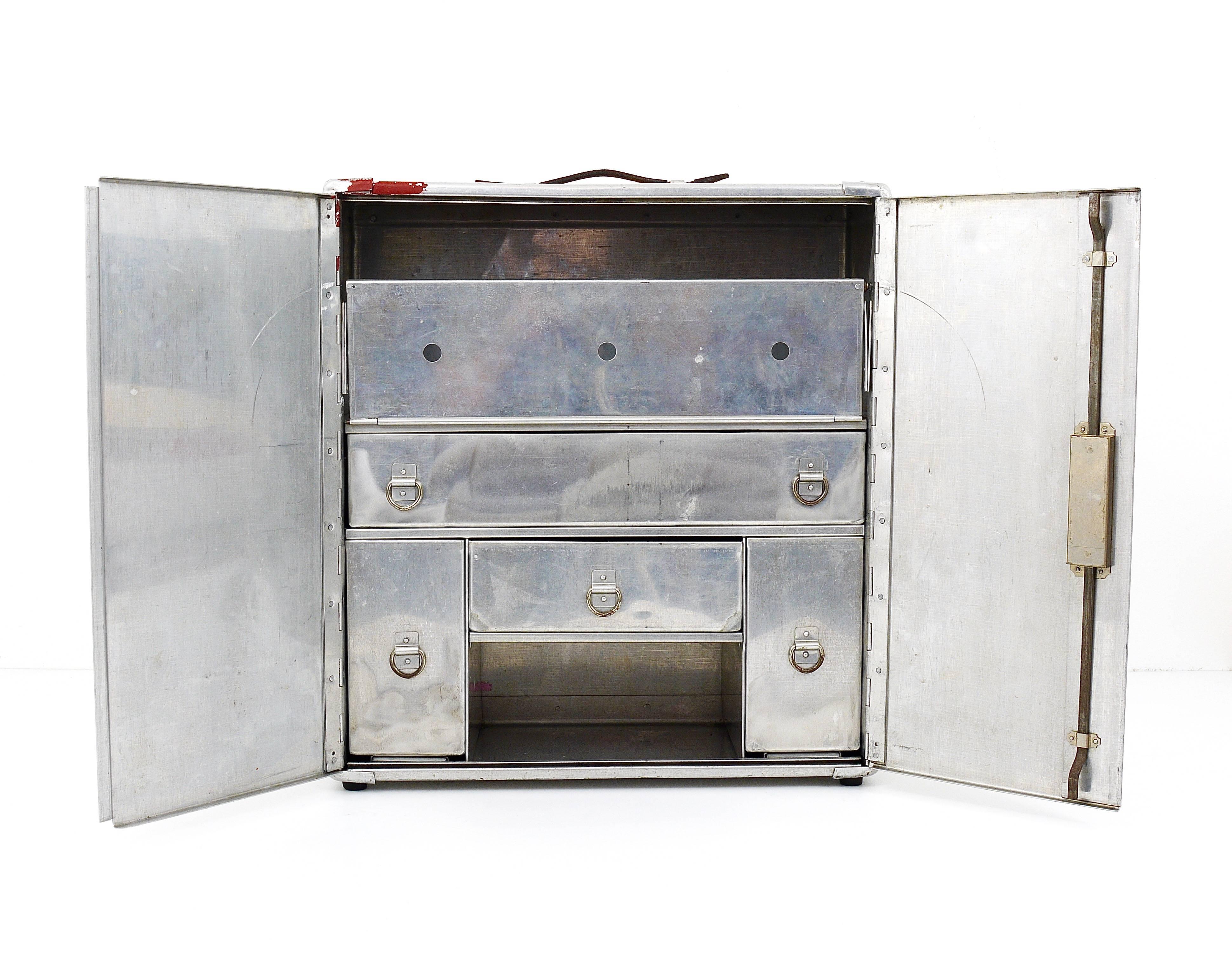 Decorative Military Medicine Cabinet, Aluminium, France, 1920s 3