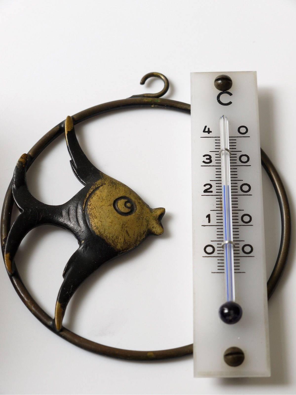 Mid-Century Modern Walter Bosse Fish Wall Thermometer by Hertha Baller, Austria, 1950s
