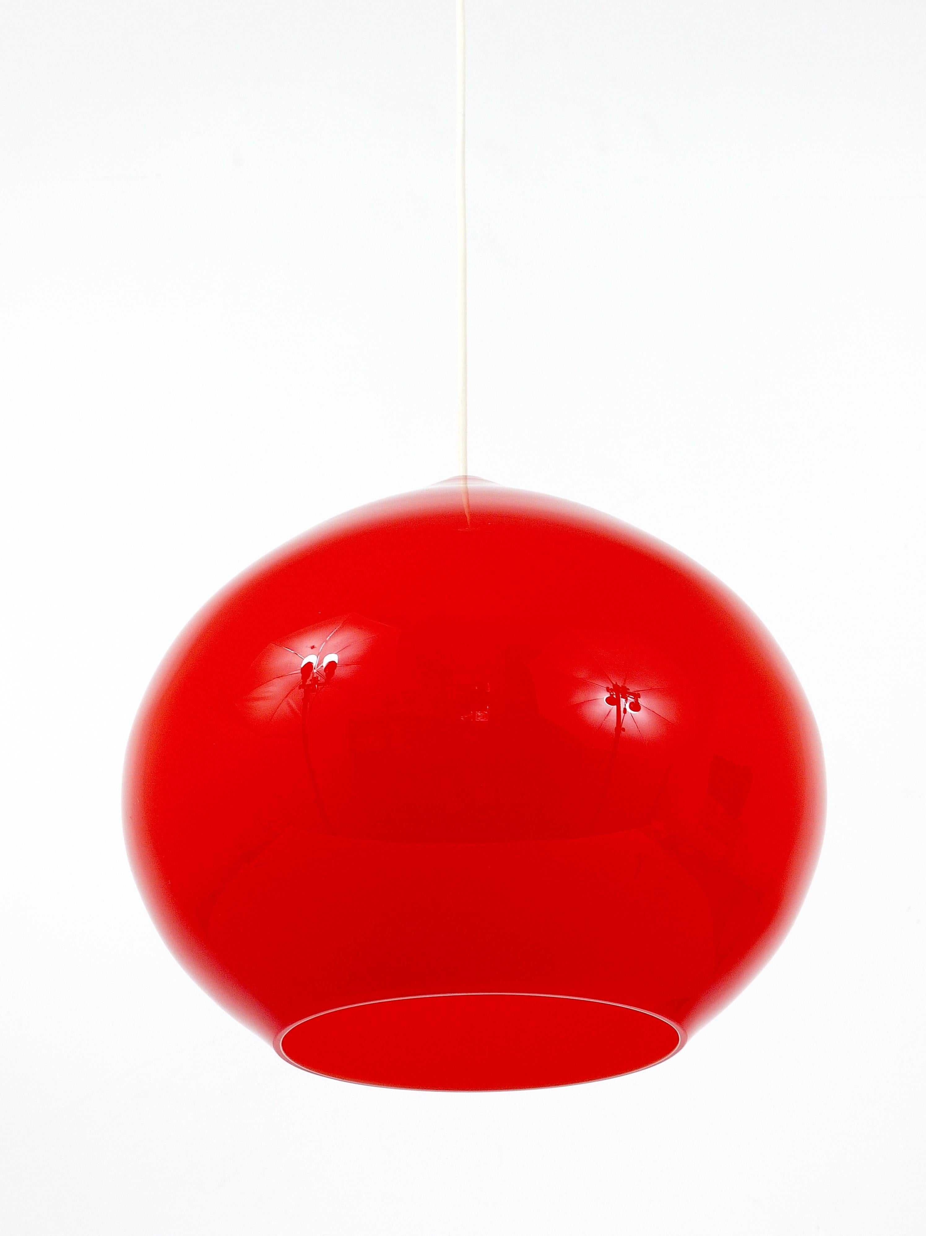 Mid-Century Modern Large Red Glass Pendant Lamp by Alessandro Pianon, Gino Vistosi, Italy, 1950s