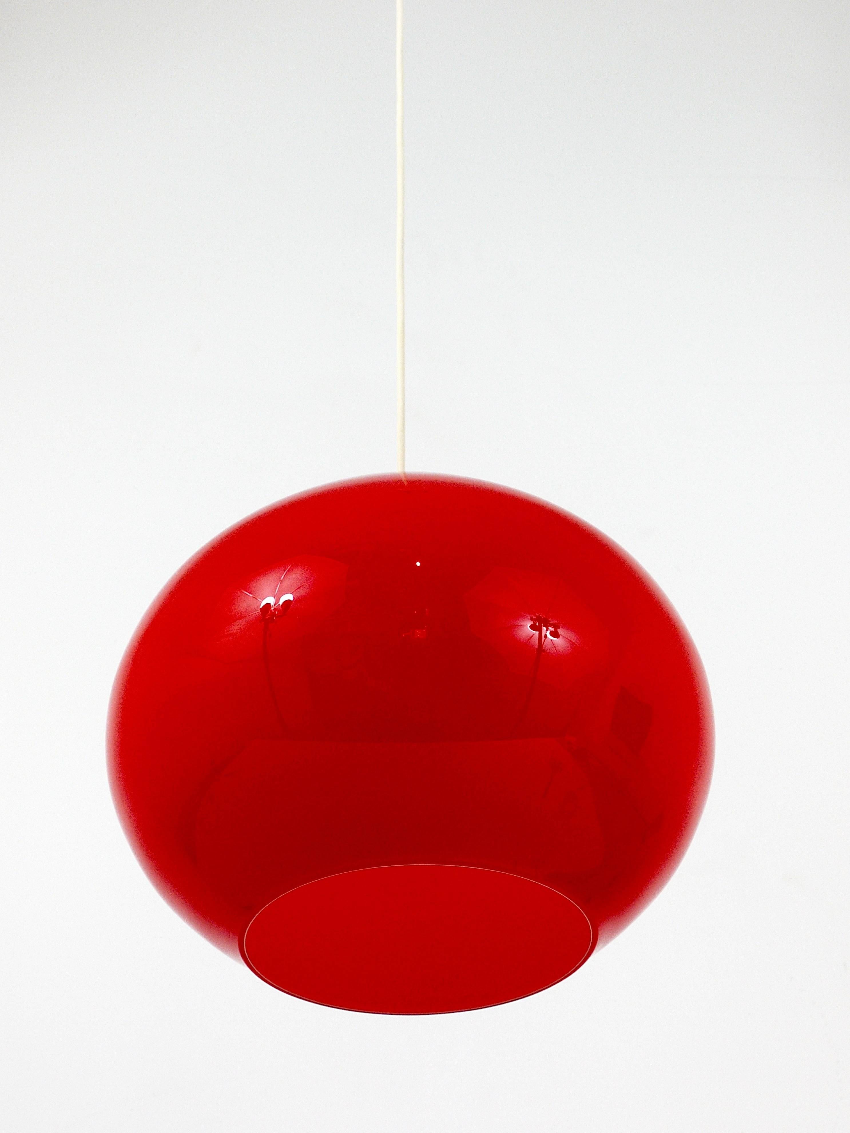 Large Red Glass Pendant Lamp by Alessandro Pianon, Gino Vistosi, Italy, 1950s 1