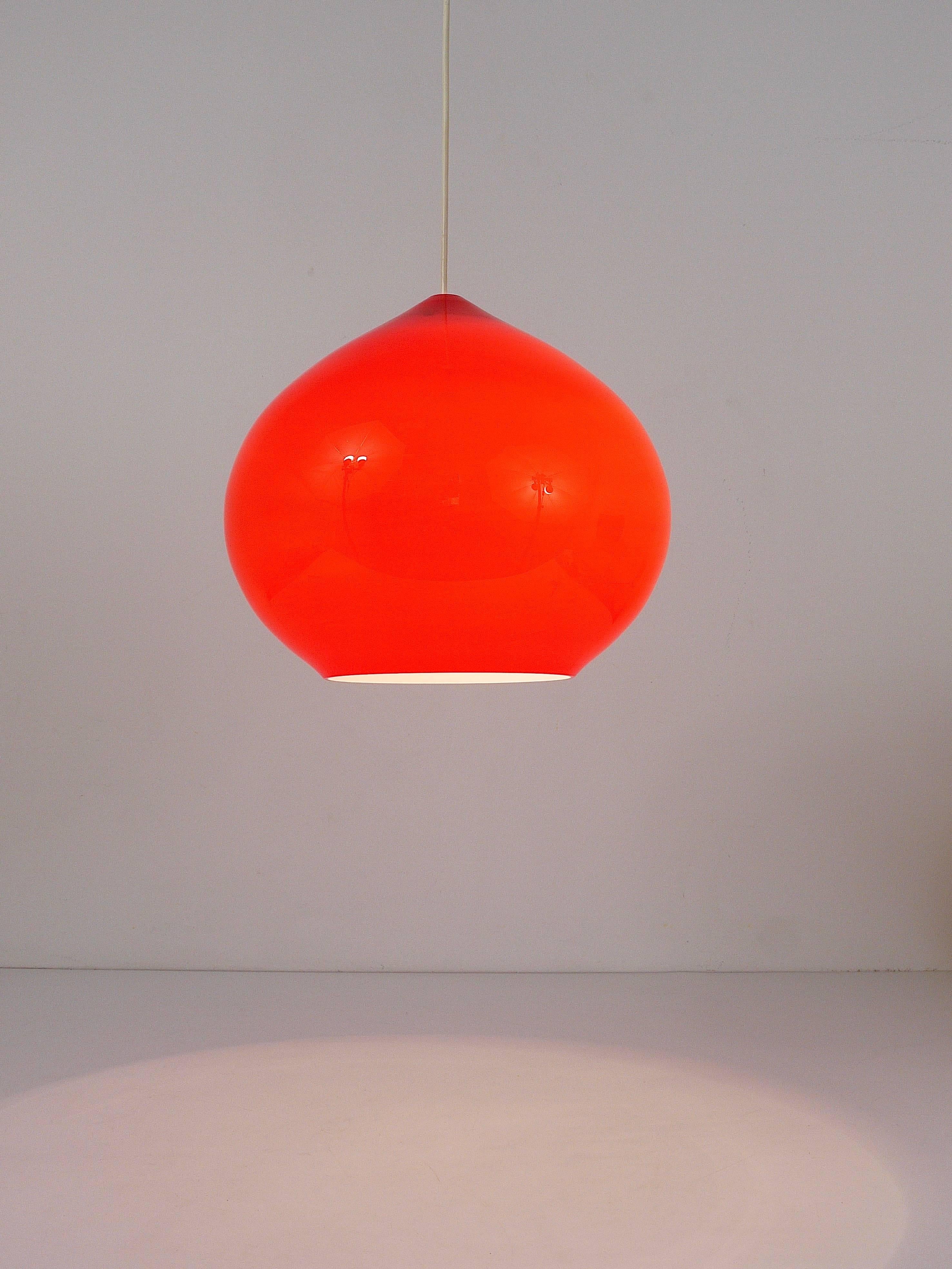 Large Red Glass Pendant Lamp by Alessandro Pianon, Gino Vistosi, Italy, 1950s 2