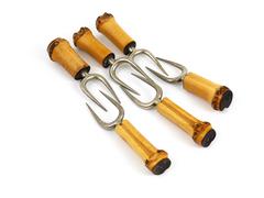 Six Carl Aubock Mid-Century Forks with Bamboo Handles, Austria, 1950s