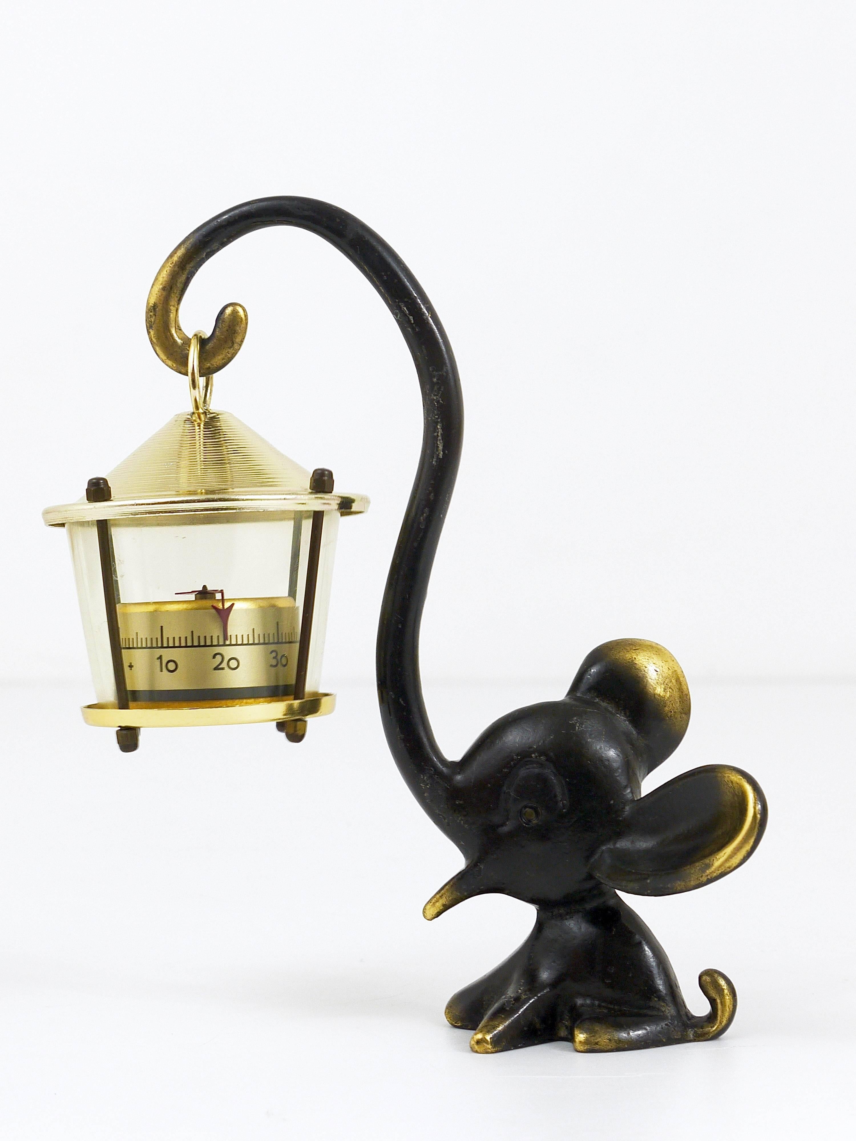 Mid-Century Modern Walter Bosse Elephant Figurine with Thermometer, Baller Austria, 1950s