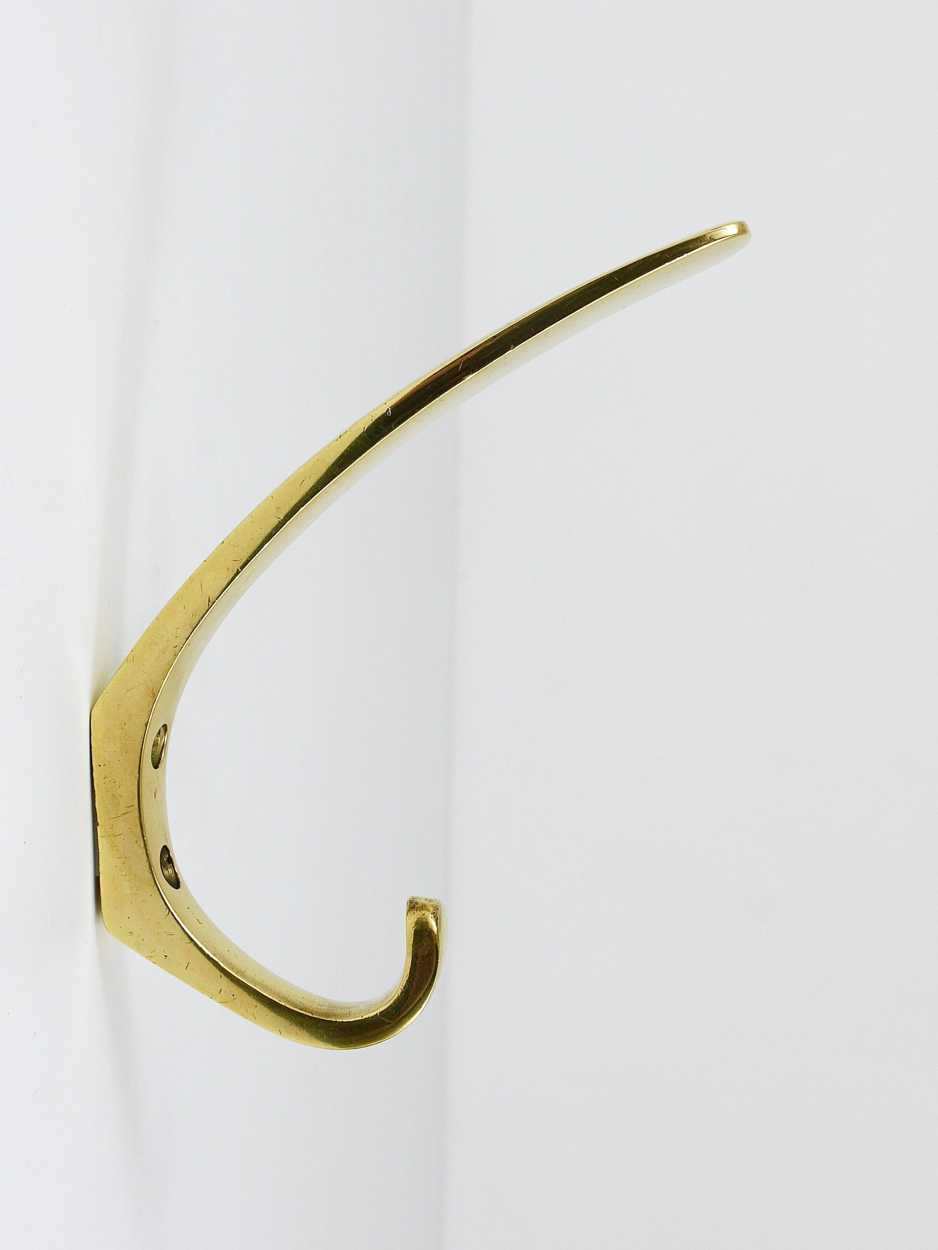 Mid-Century Modern 9x Midcentury Brass Wall Coat Hooks by Herta Baller Vienna, Austria,  1950s For Sale