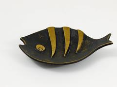 Walter Bosse Fish Mid-Century Brass Bowl Ashtray Herta Baller, Austria, 1950s
