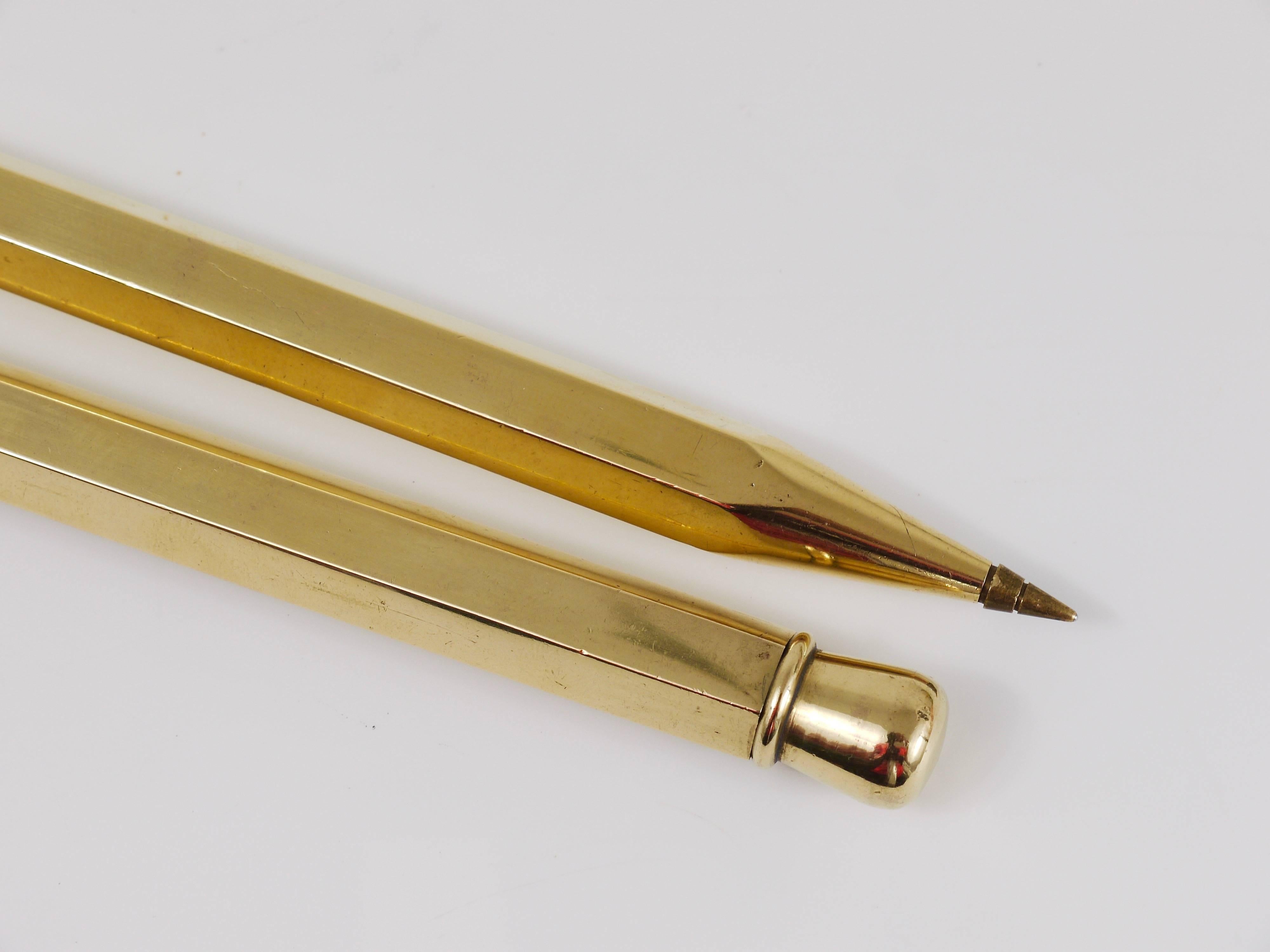 One Carl Auböck Big Pencil Telephone Ball Pen in Brass, Austria, 1950s In Good Condition In Vienna, AT