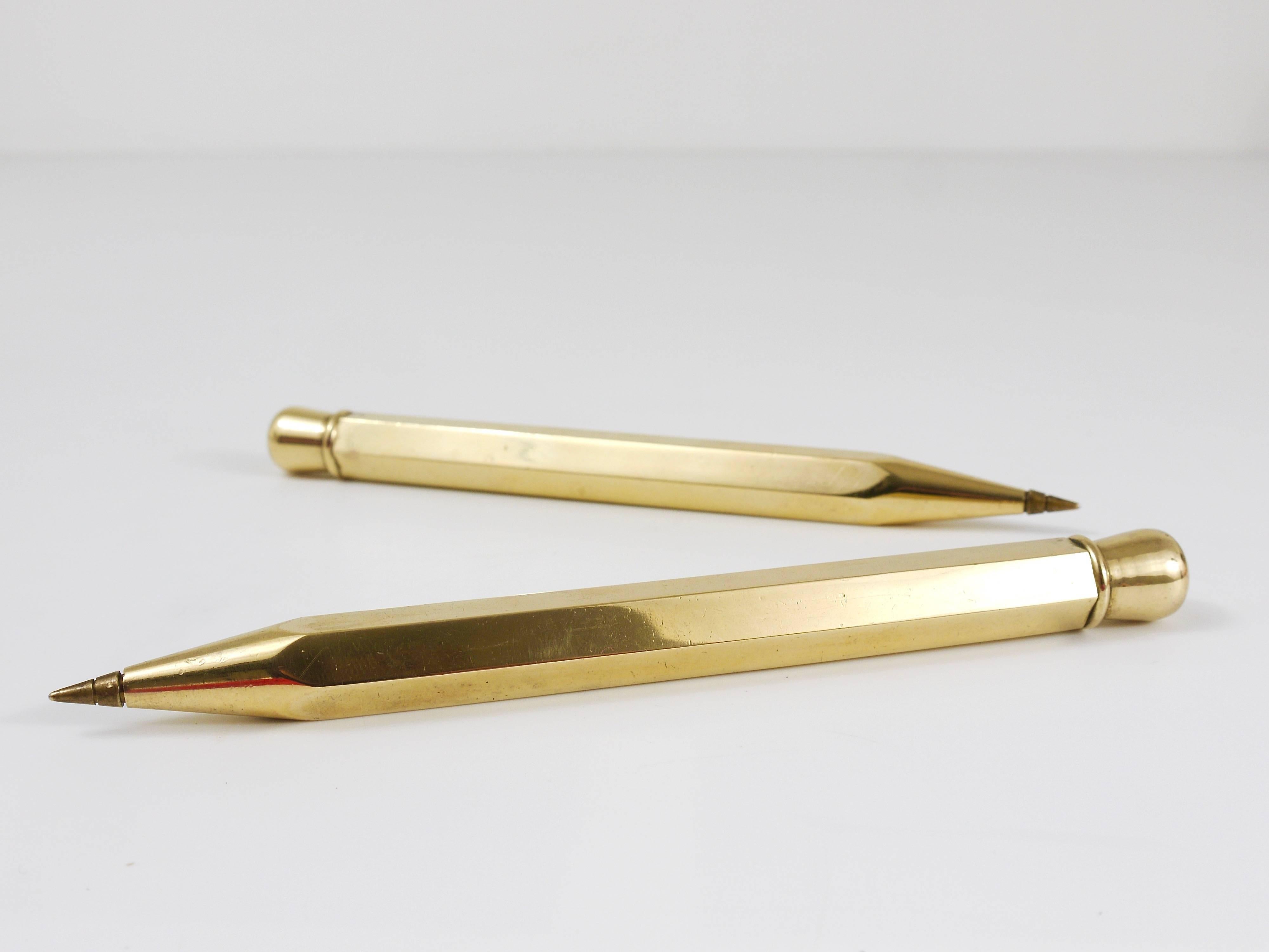 20th Century One Carl Auböck Big Pencil Telephone Ball Pen in Brass, Austria, 1950s