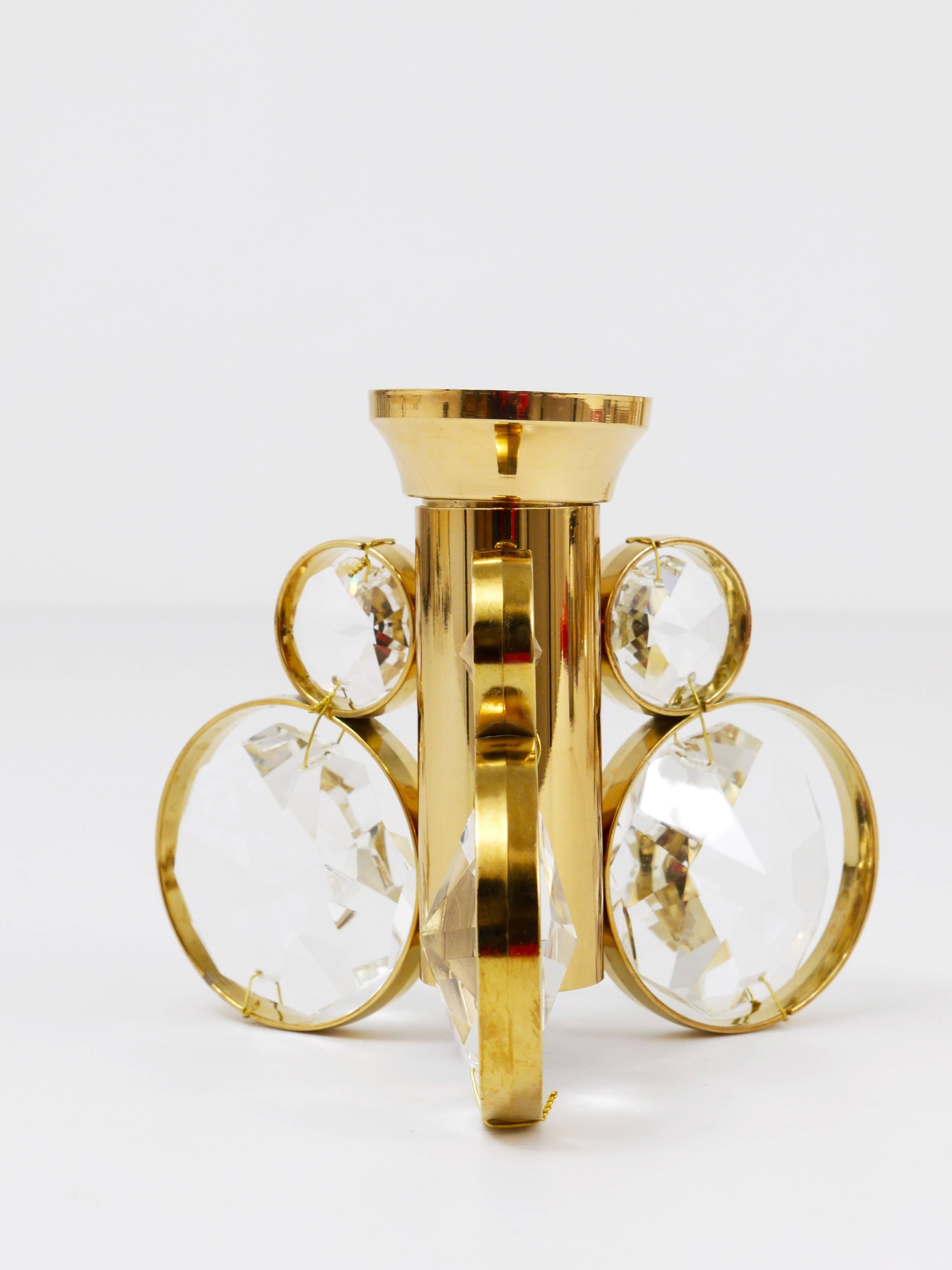 10x Palwa Gaetano Sciolari Style Brass & Crystal Candle Holder Candlestick For Sale 1