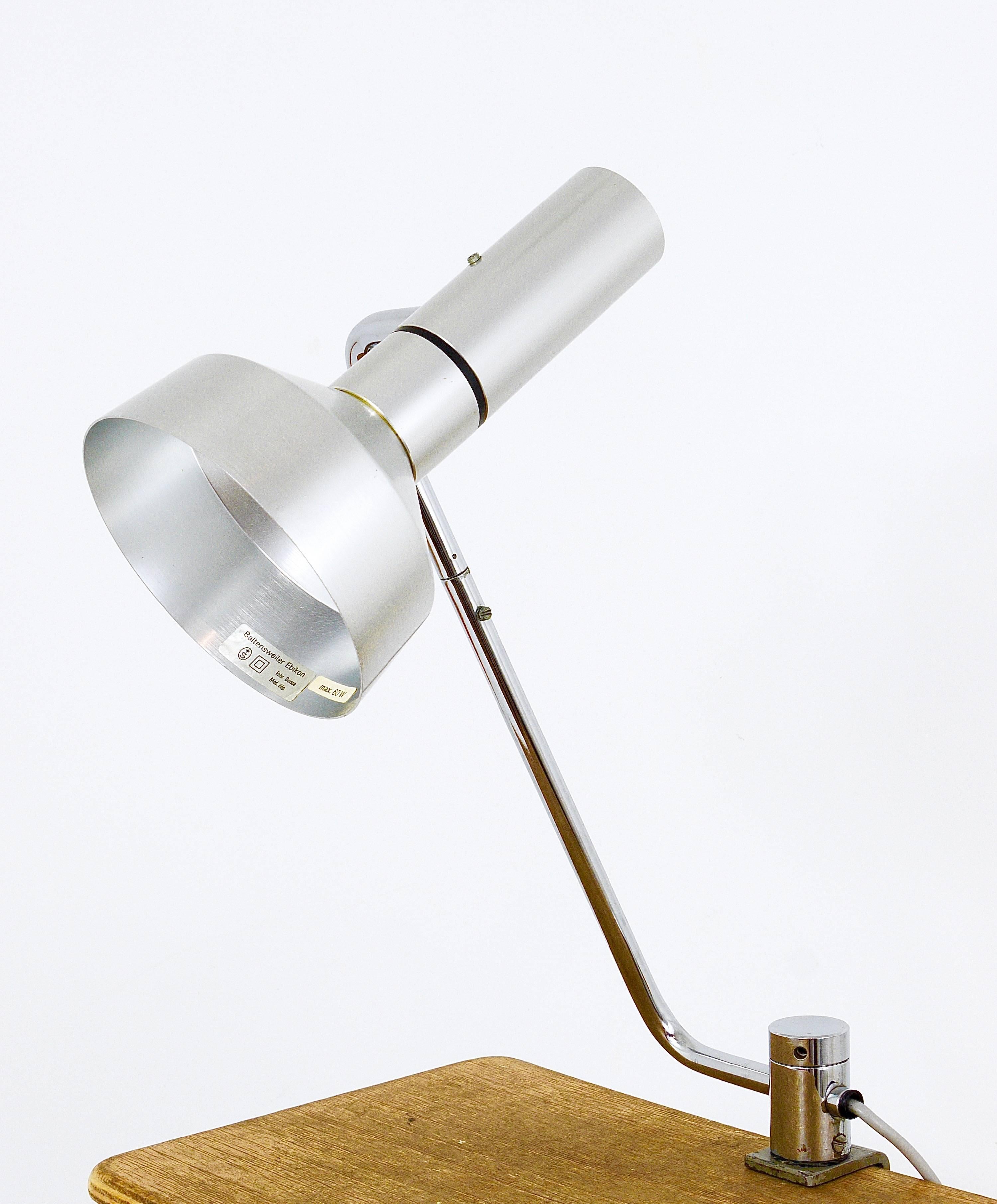 Brushed Adjustable Desk Lamp by Rico & Rosemarie Baltensweiler, Switzerland, 1960s