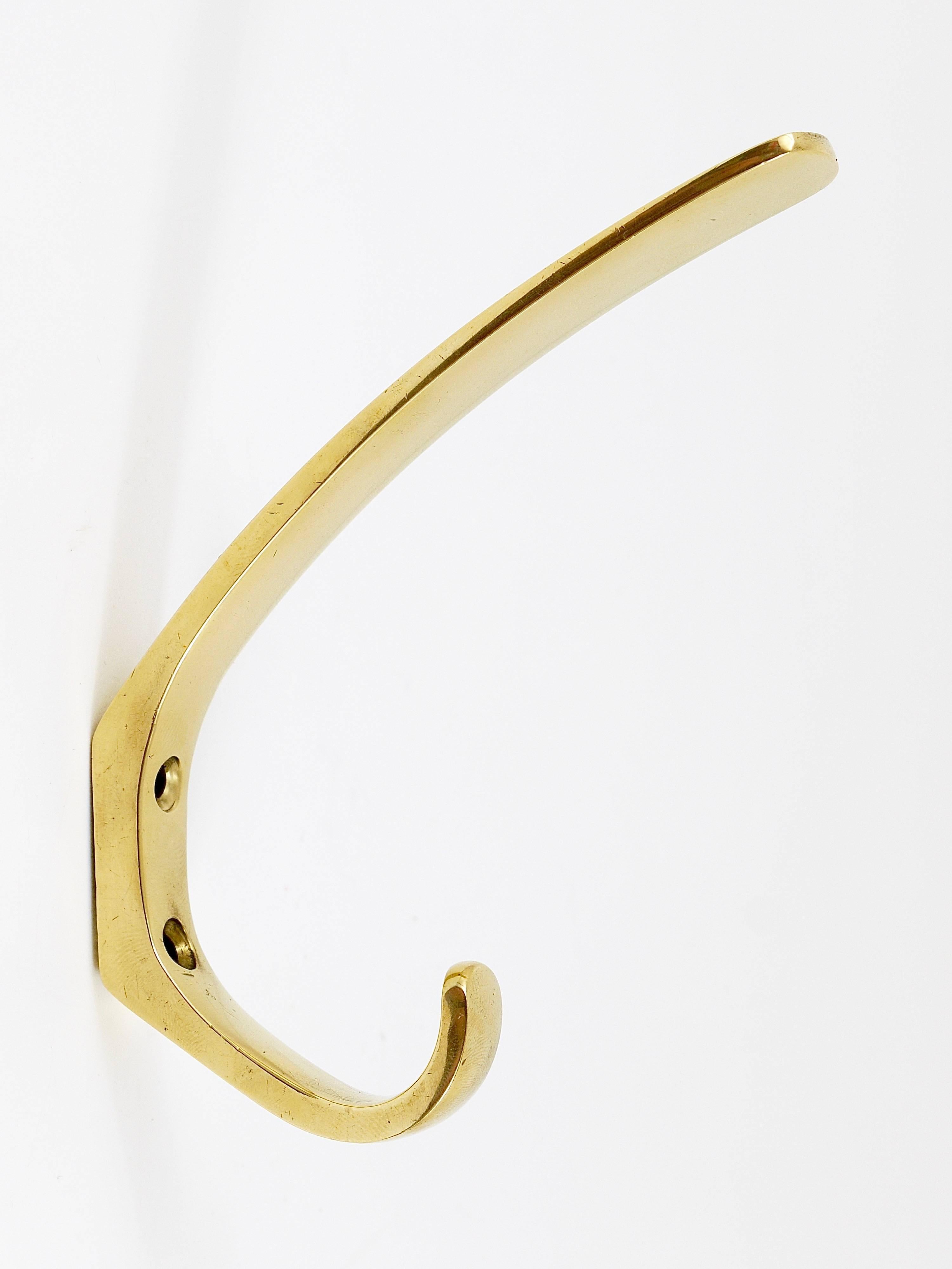 Up to 13 Austrian Modernist Brass Wall Coat Hooks by Hertha Baller, 1950s 1