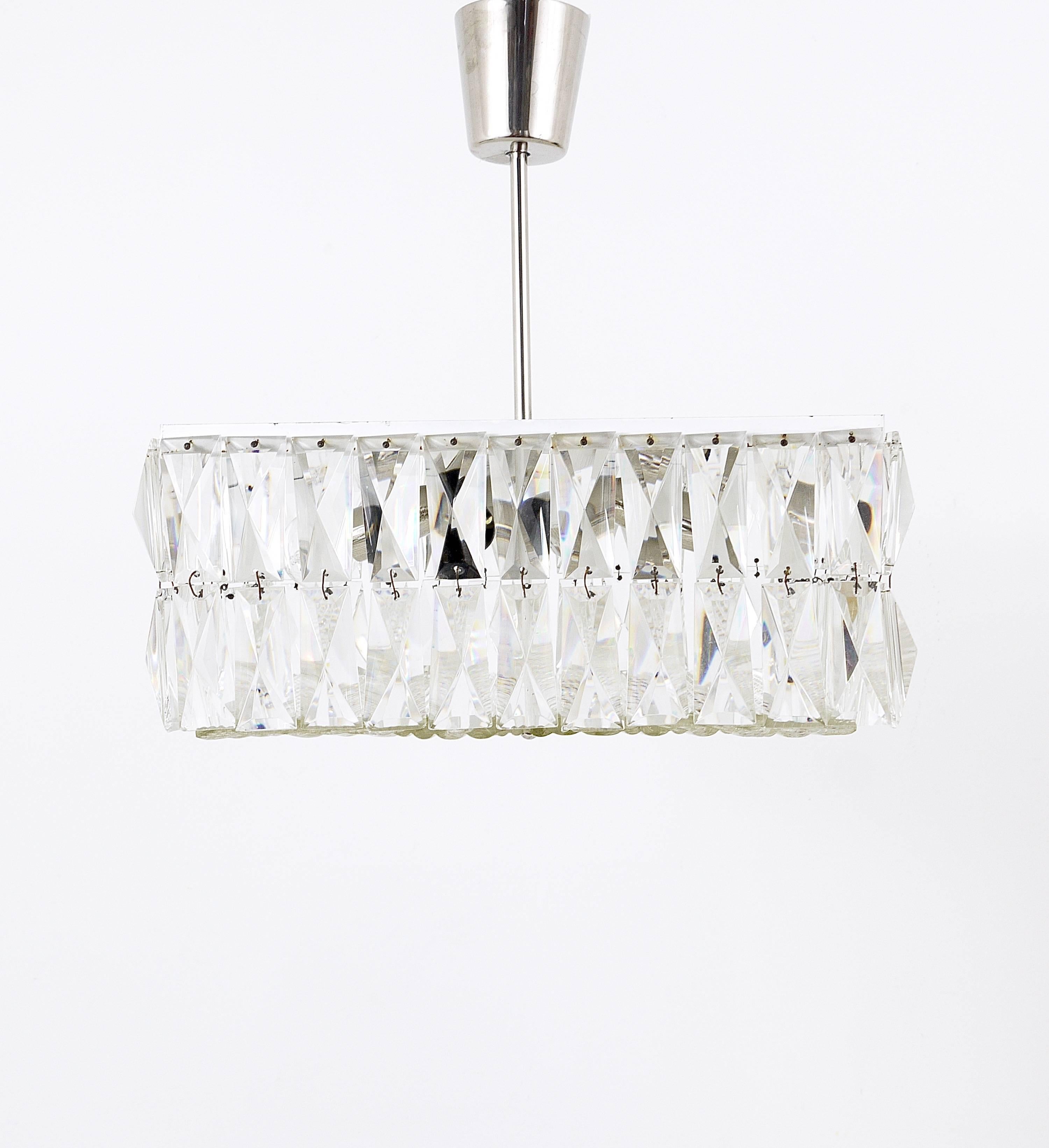 20th Century Bakalowits Vienna Midcentury Faceted Crystals Chandelier, Austria, 1960s For Sale