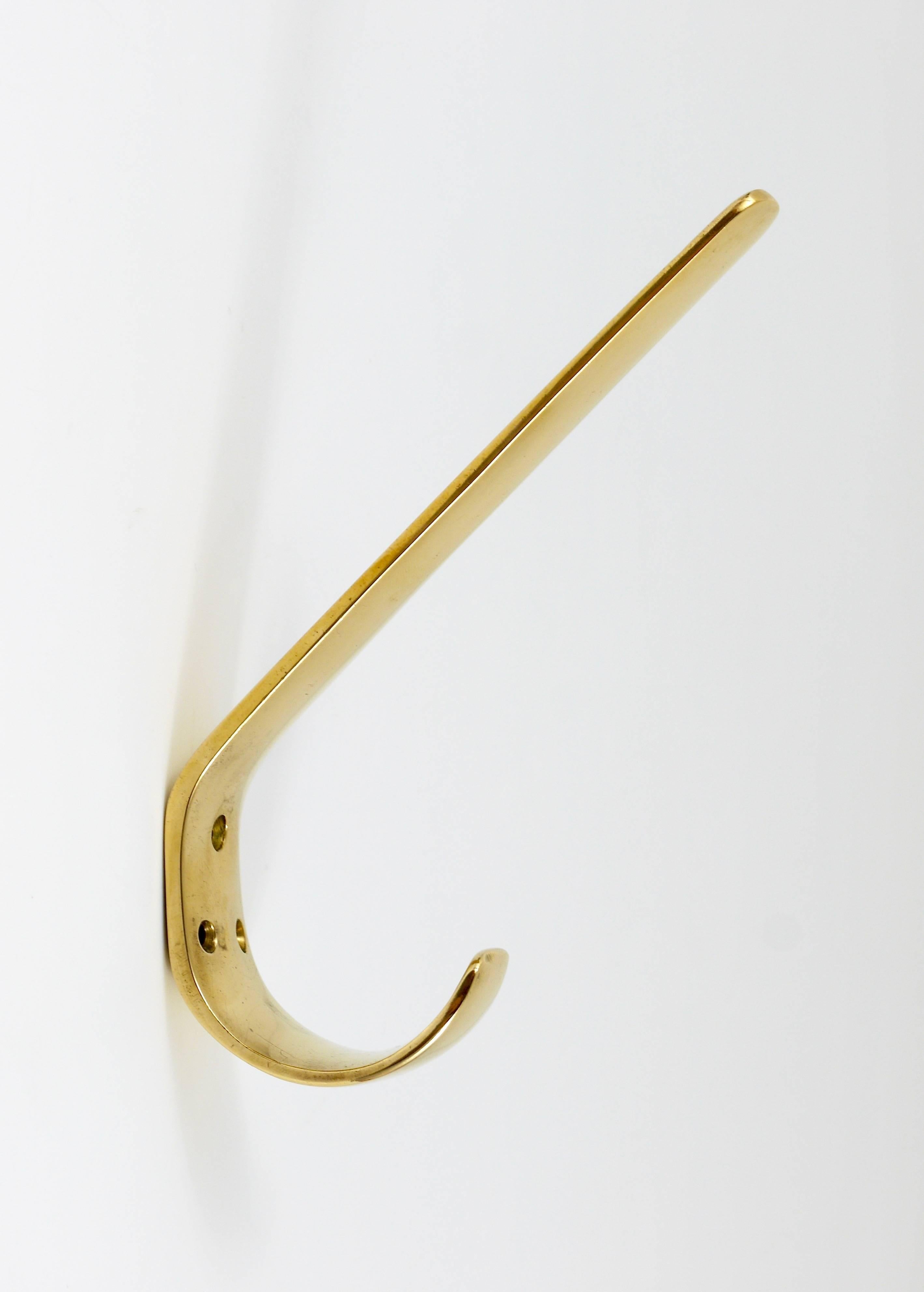 Pair of Mid-Century Solid Brass Wall Coat Hooks by Hertha Baller, 1950s In Excellent Condition In Vienna, AT