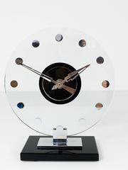 Beautiful Art Deco Mantel Clock with Glass Clocks Face, Germany, 1930s