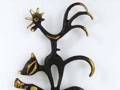 Walter Bosse Brass Key Hanger Donkey, Dog, Cat and Cock, Hertha Baller, Austria