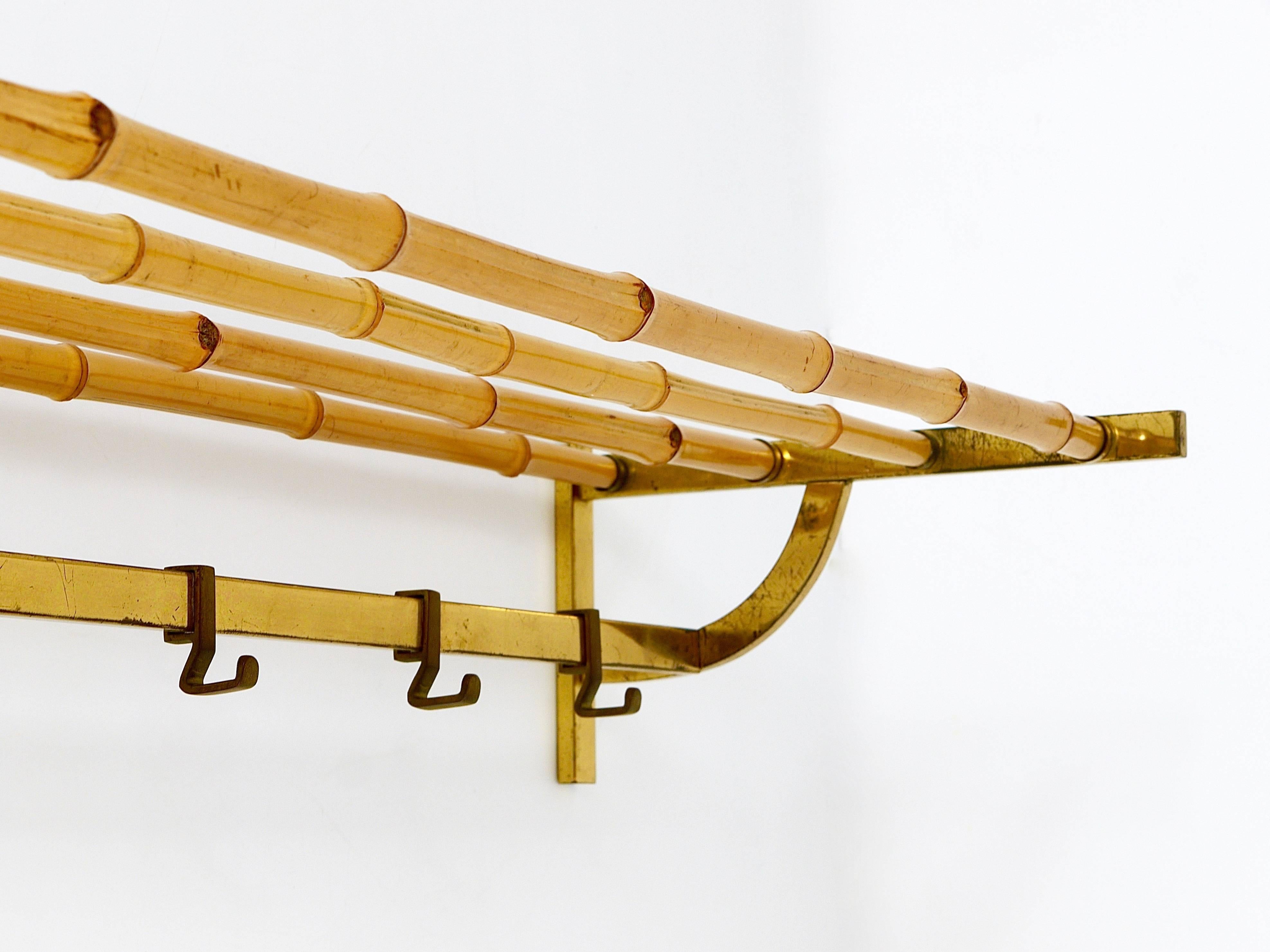 A Beautiful Mid-Century Brass Bamboo Coat Rack with Hooks, Austria, 1950s 2