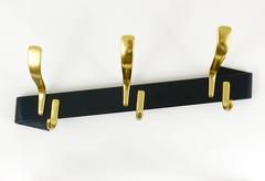 Charming Curved Gold and Black Mid-Century Coat Rack, Austria, 1950s