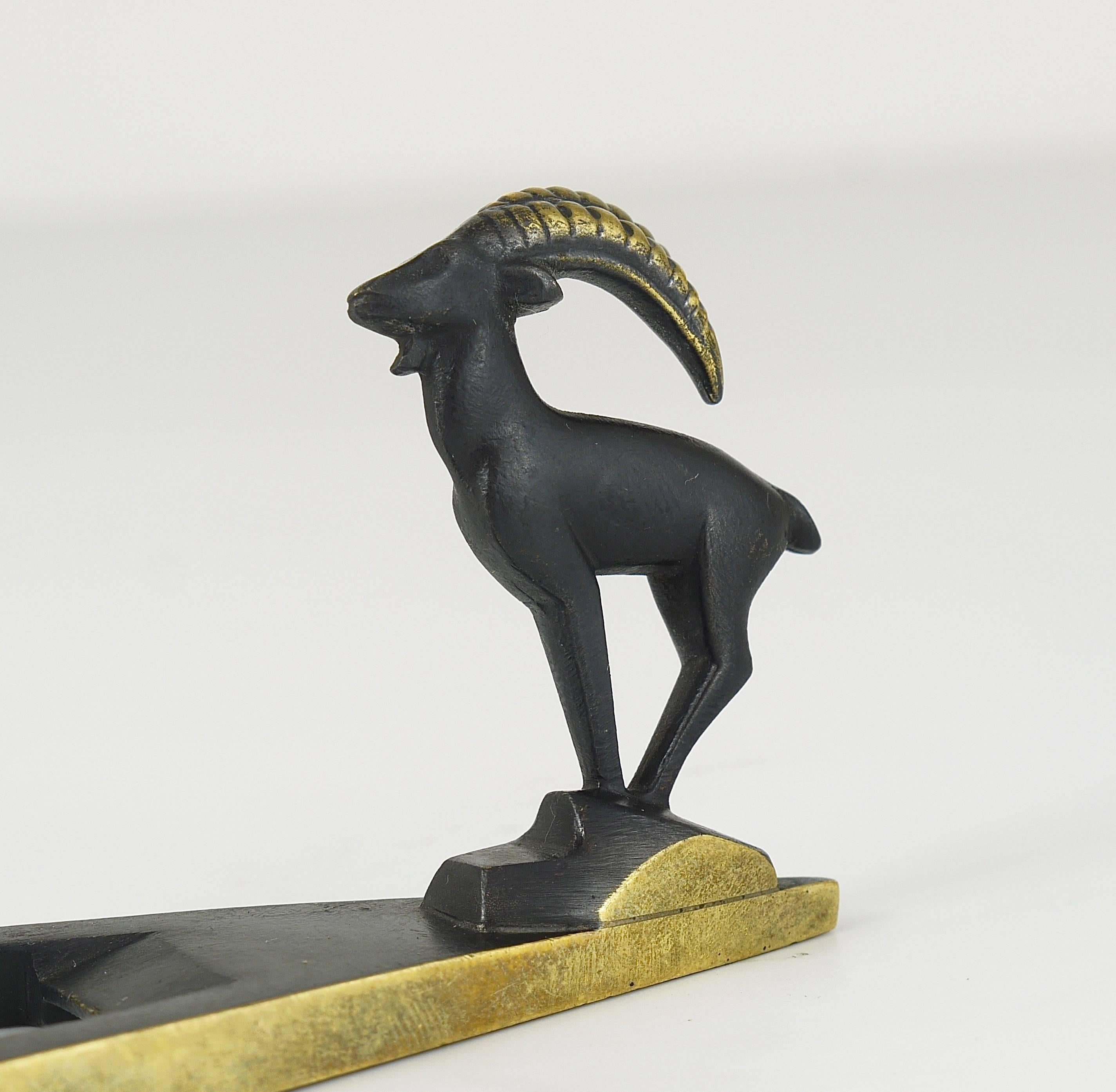 20th Century Herta Baller Capricorn Mid-Century Brass Bottle Opener, Vienna, Austria, 1950s For Sale