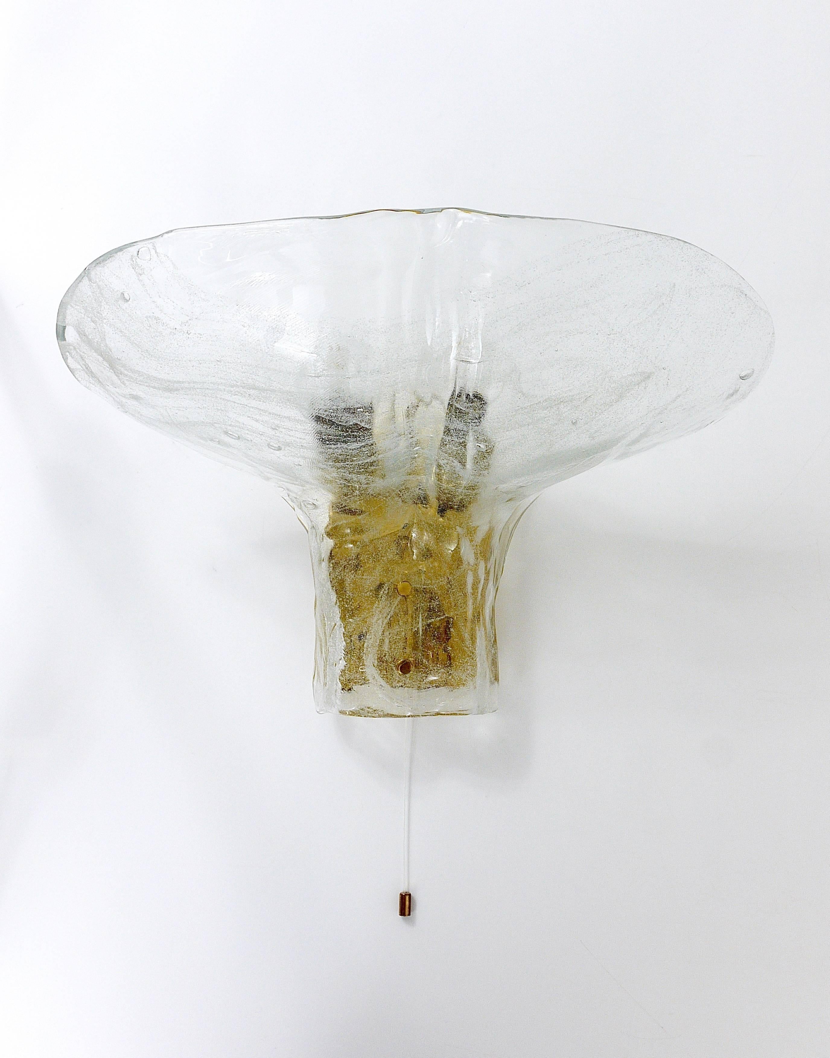 Mid-Century Modern J.T. Kalmar Huge Brass & Melting Glass Petal Sconce, Mid-Century Austria, 1970s For Sale