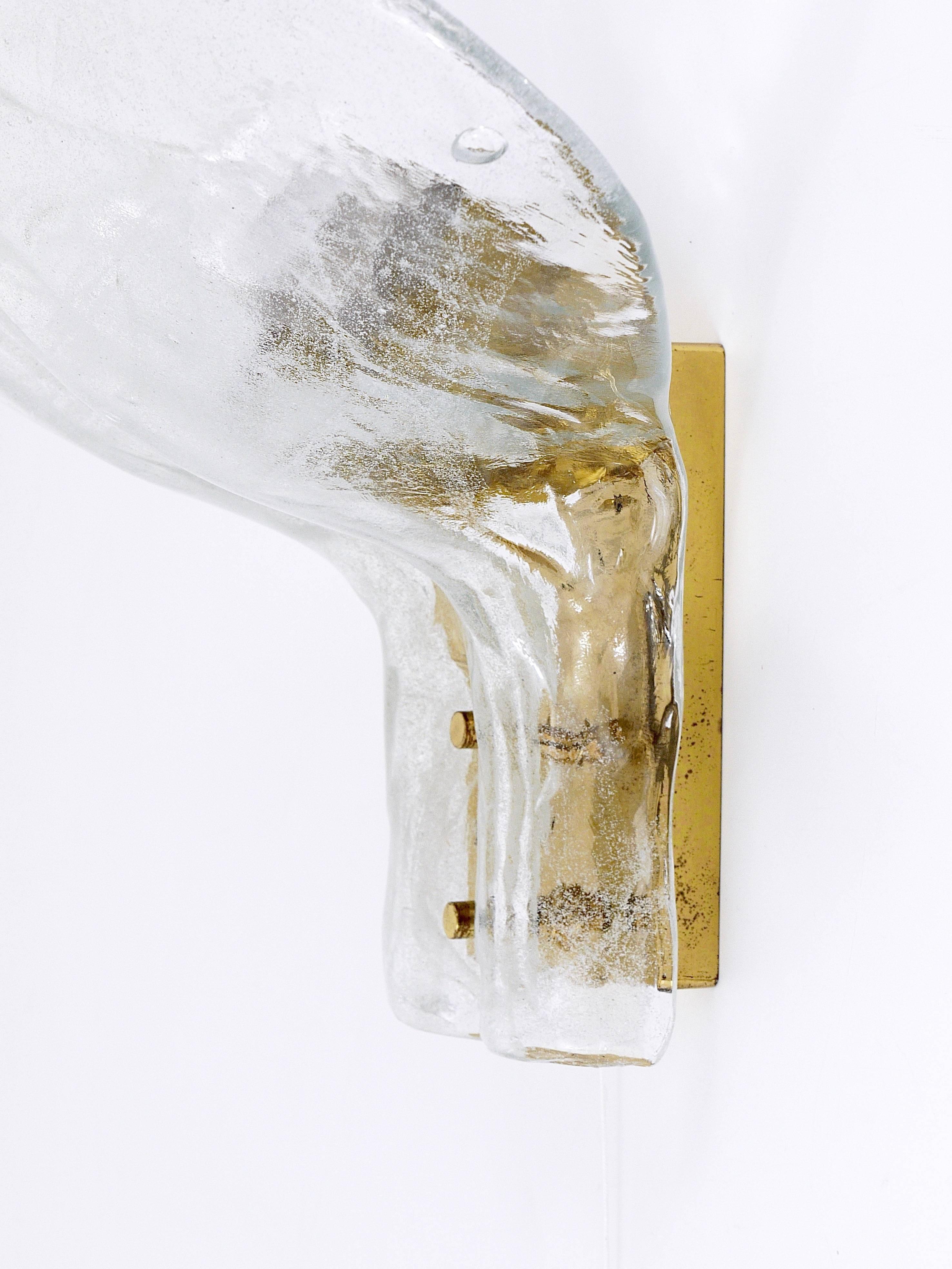 20th Century J.T. Kalmar Huge Brass & Melting Glass Petal Sconce, Mid-Century Austria, 1970s For Sale