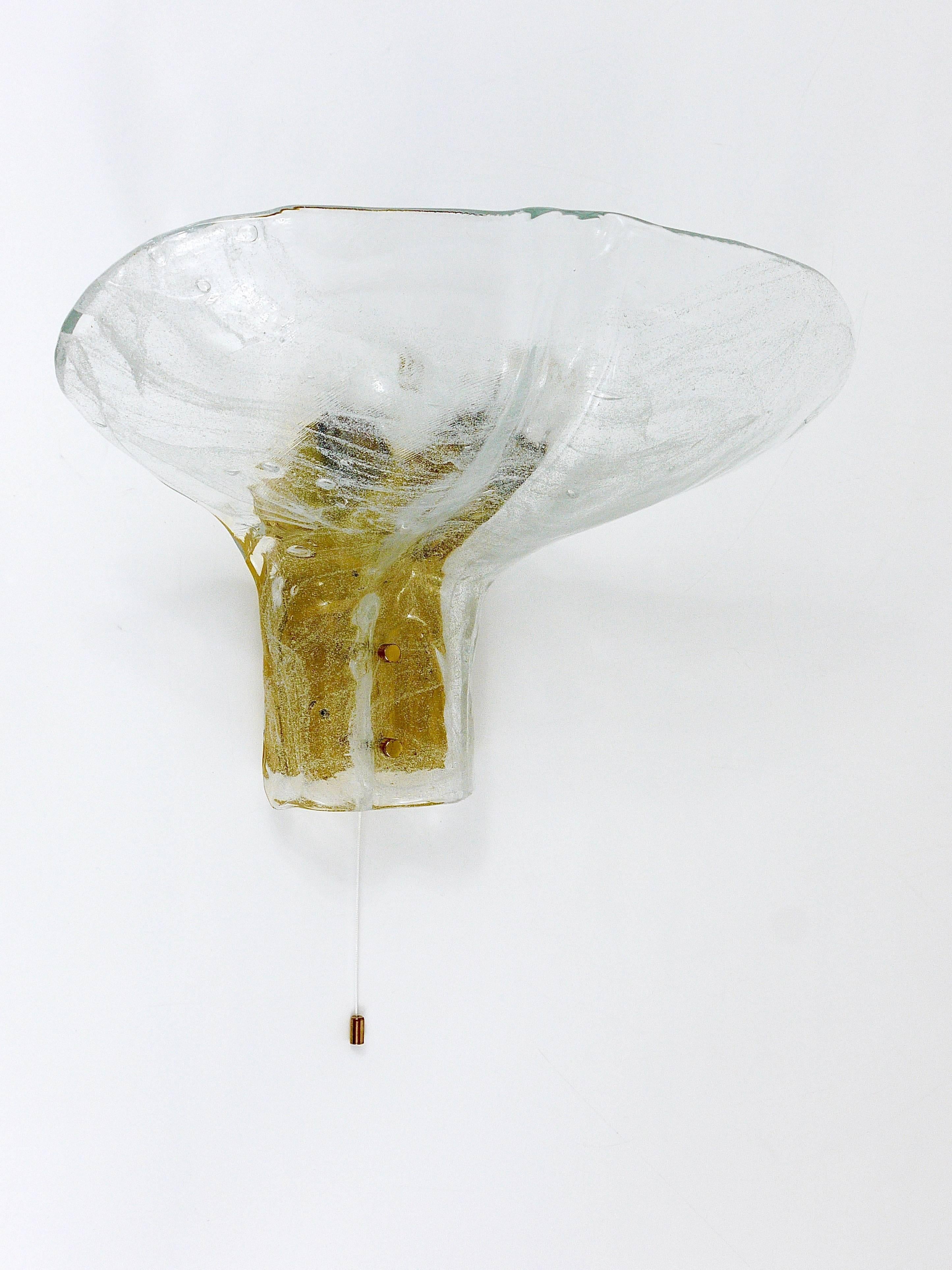 J.T. Kalmar Huge Brass & Melting Glass Petal Sconce, Mid-Century Austria, 1970s For Sale 1