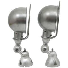 Pair of French Jean Louis Domecq Jielde Lyon Industrial Wall Lamp Sconces, 1950s