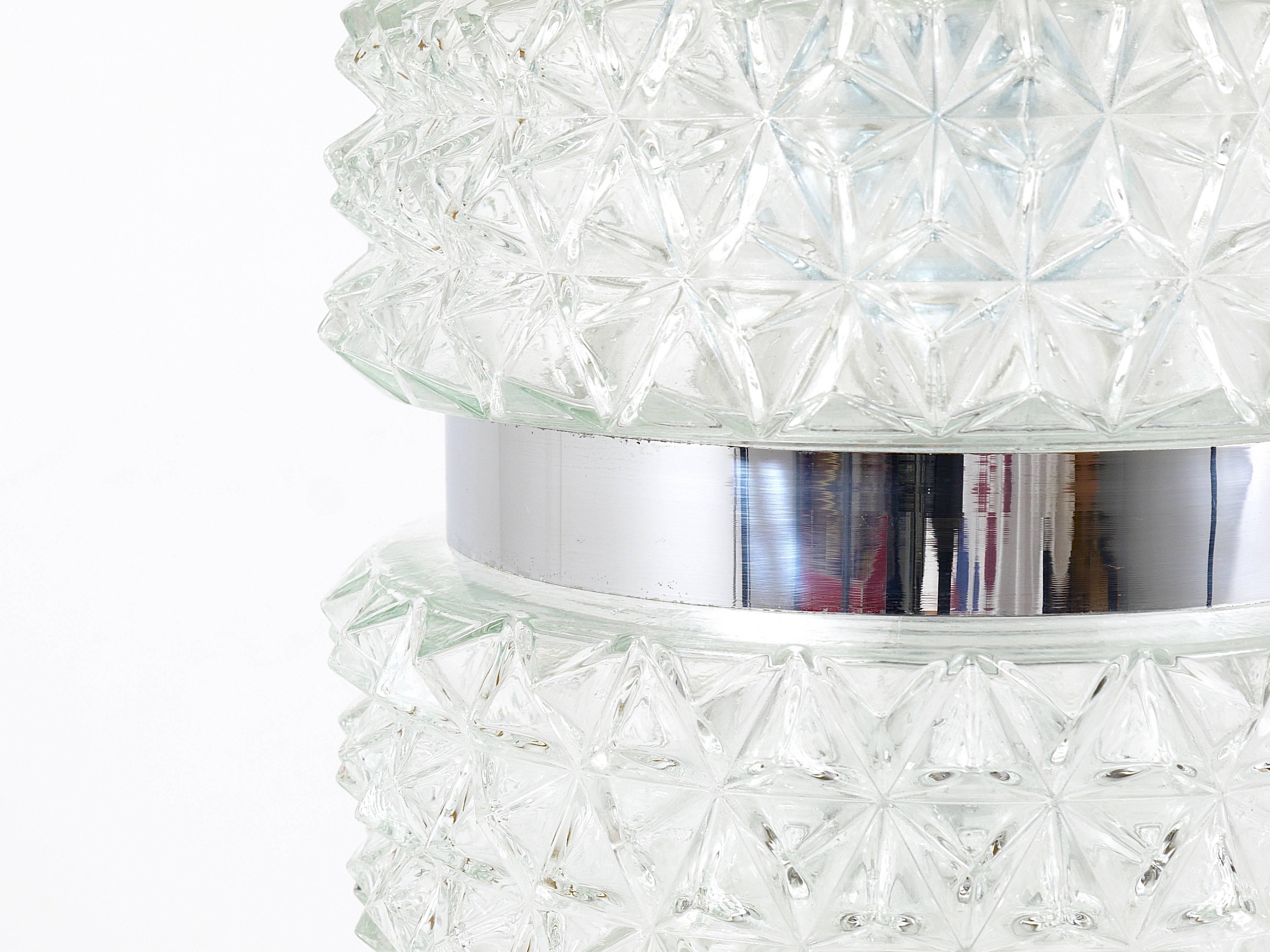 Metal Karl Fagerlund Style Chrome and Faceted Glass Pendant Light from the 1960s For Sale