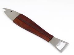 Carl Auböck Neptune Fish Bottle Opener, Leather & Steel by Amboss Austria, 1950s