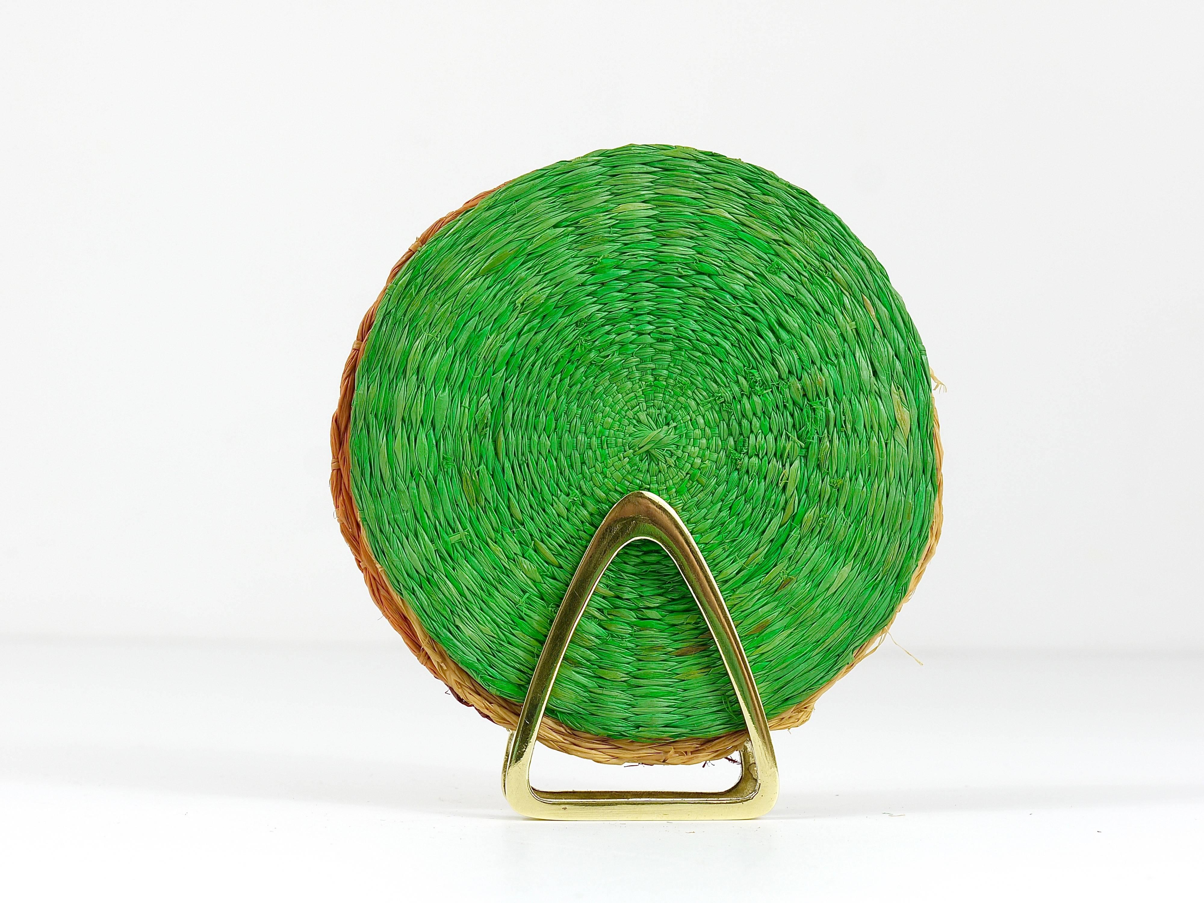 Werkstätte Hagenauer Brass Coaster Stand with Colorful Coasters, Austria, 1950s For Sale 4
