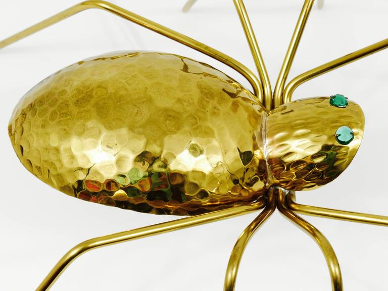Unique Sculptural Hammered Brass Spider Lamp, Austria, 1950s at 1stDibs