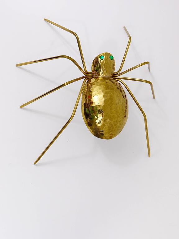 Unique Sculptural Hammered Brass Spider Lamp, Austria, 1950s For Sale