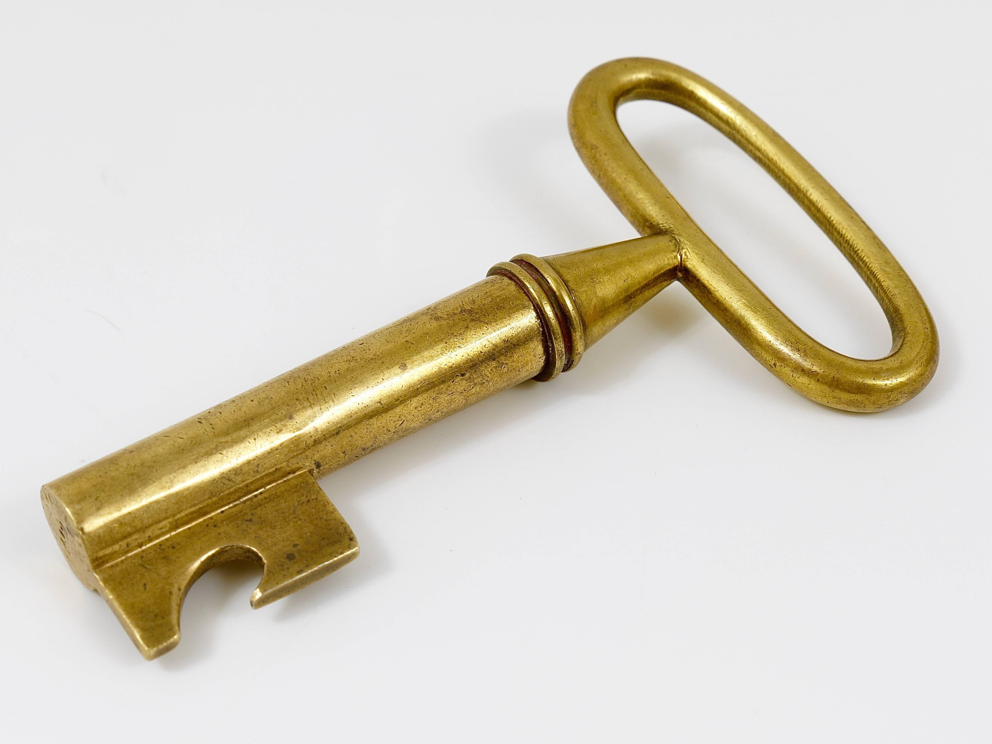 Carl Aubock Big Brass Key Cork Screw, Bottle Opener, Paperweight, Austria, 1950s For Sale 3