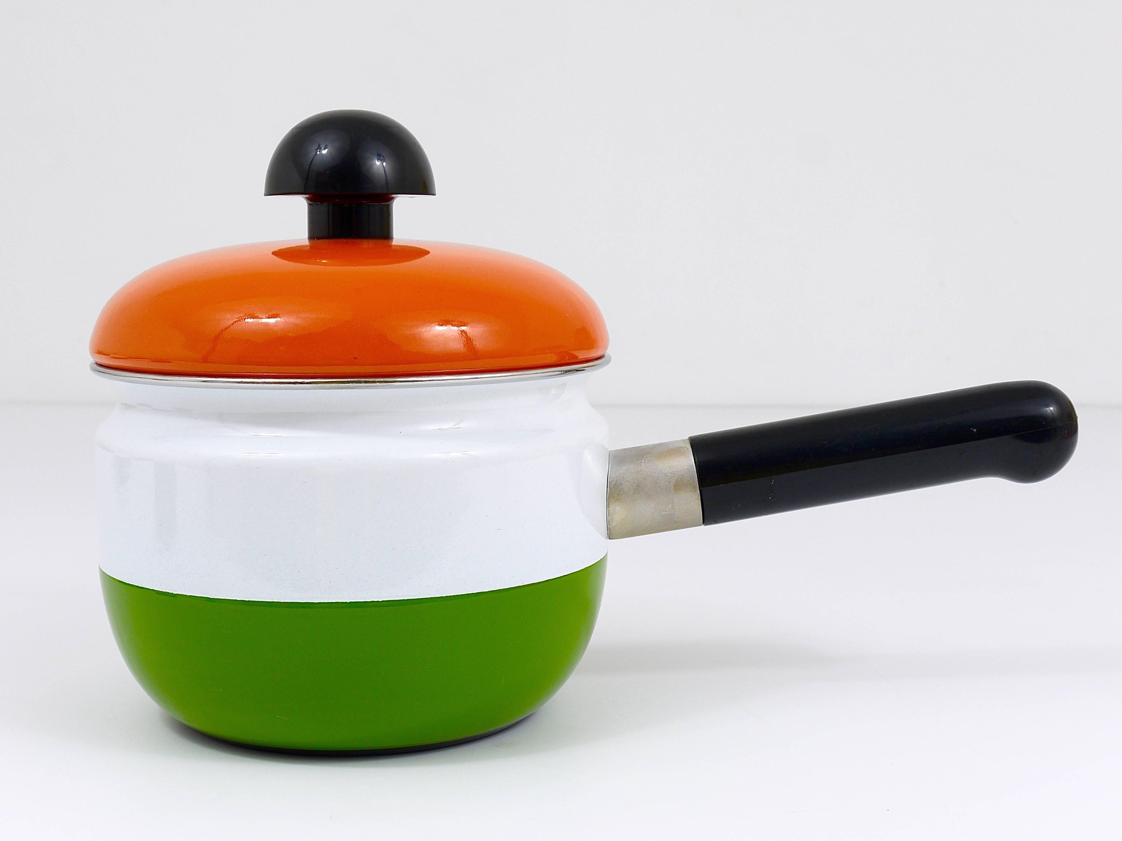 20th Century Cook with Carl Auböck Enameled Pot with Lid by Riess, Austria, 1970s