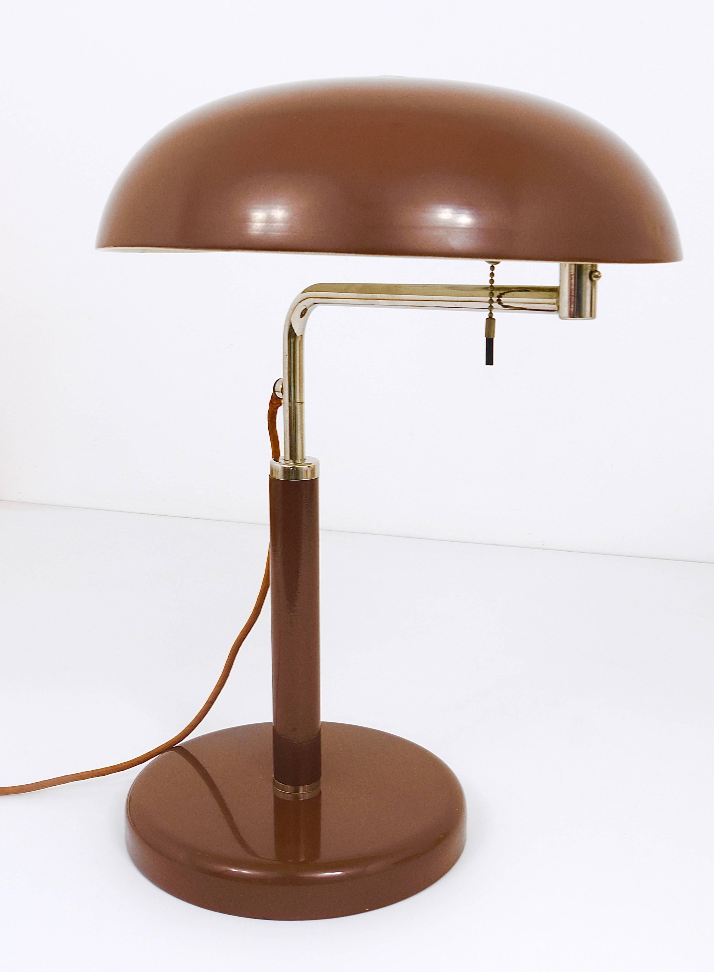 Swiss Brown BAG Turgi Bauhaus Desk Lamp by Alfred Muller, Switzerland, 1930s
