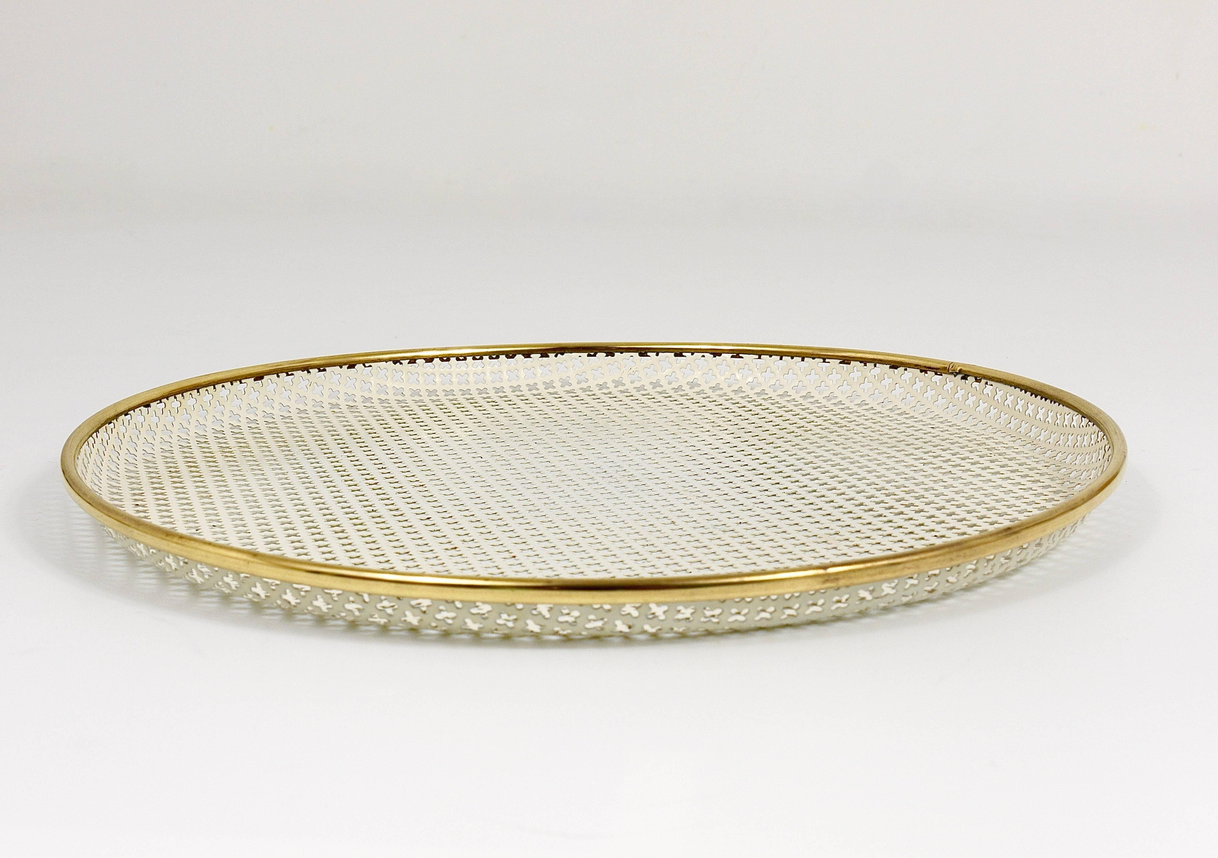 Mid-Century Brass Serving Tray, Mathieu Mategot Style by Münchner Werkstätten In Excellent Condition In Vienna, AT