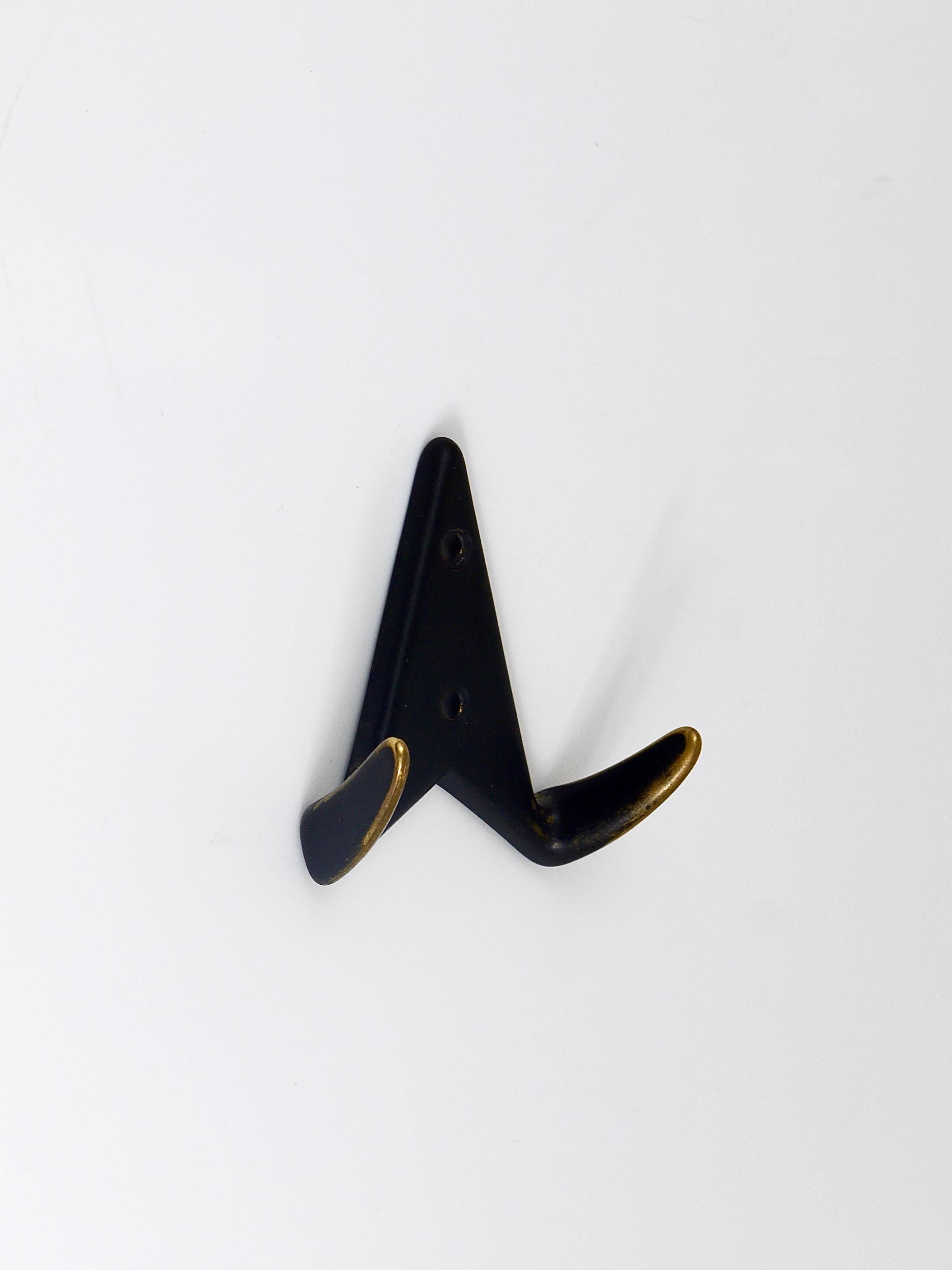 20th Century Three Mid-Century Brass Wall Hooks, Austria, 1950s