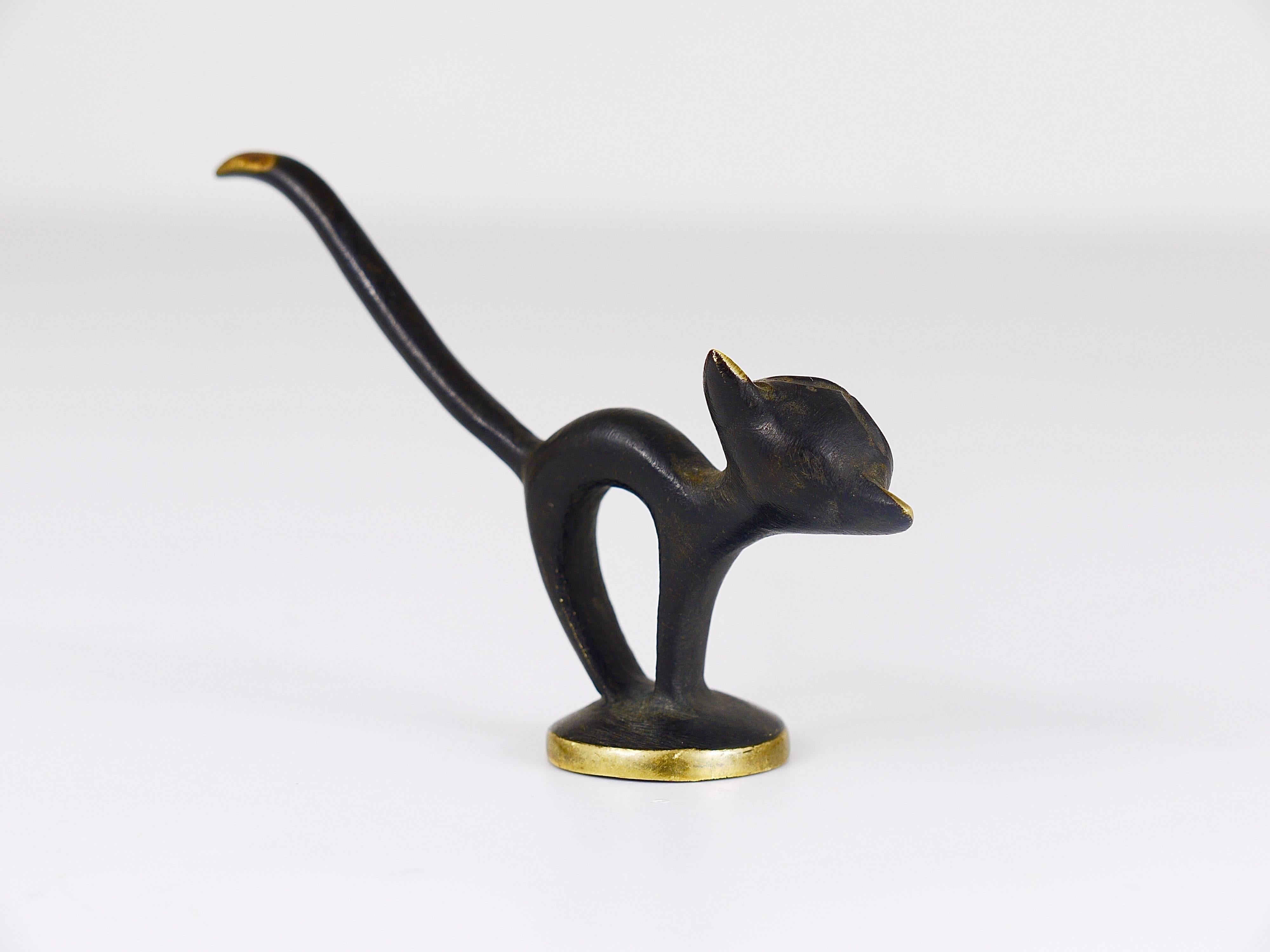 20th Century Walter Bosse Mid-Century Brass Cat Figurine, Hertha Baller, Austria, 1950s