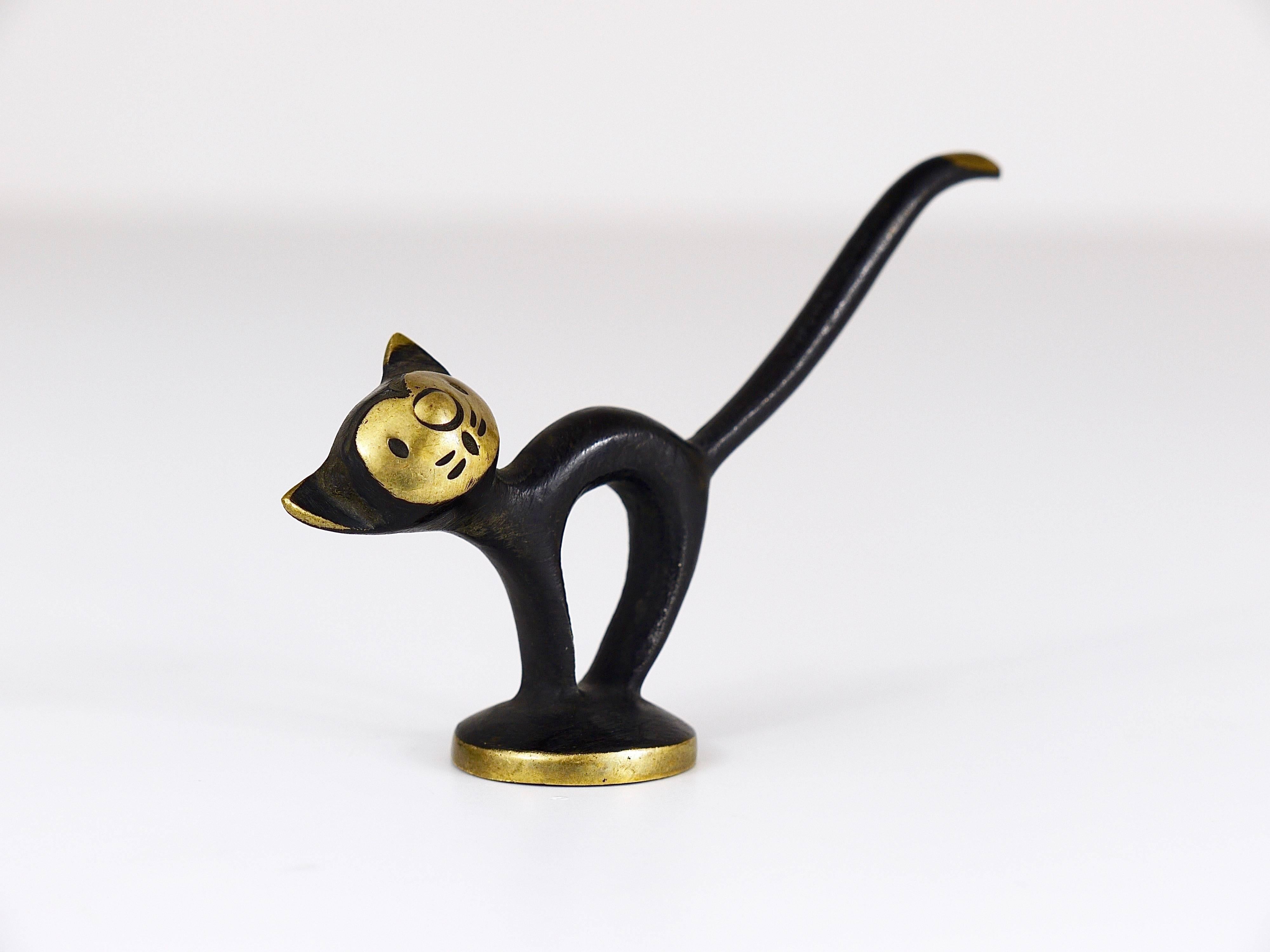 Mid-Century Modern Walter Bosse Mid-Century Brass Cat Figurine, Hertha Baller, Austria, 1950s
