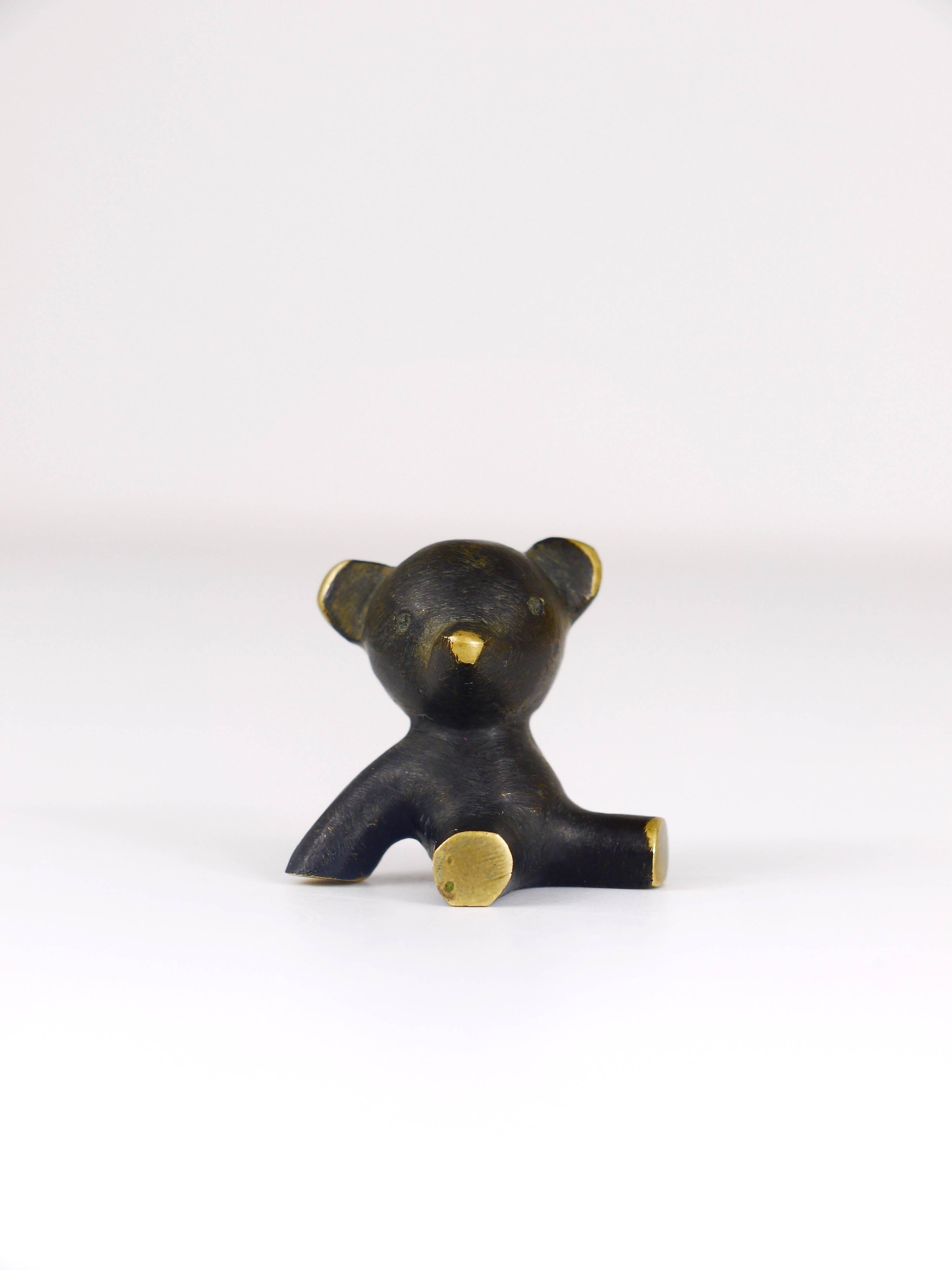 Brass Walter Bosse Sitting Bear Figurine, Hertha Baller, Austria, 1950s