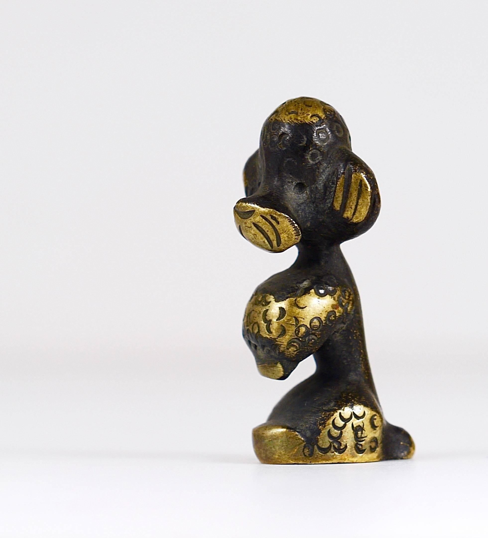 Austrian Walter Bosse Brass Poodle Figurine, Lucky Charm, Herta Baller, Austria, 1950s For Sale