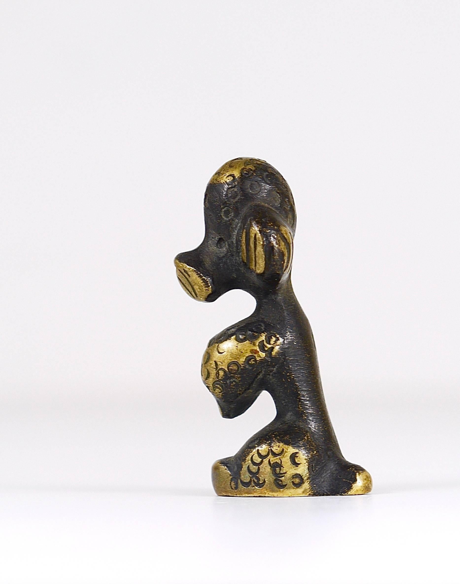 Walter Bosse Brass Poodle Figurine, Lucky Charm, Herta Baller, Austria, 1950s In Good Condition For Sale In Vienna, AT