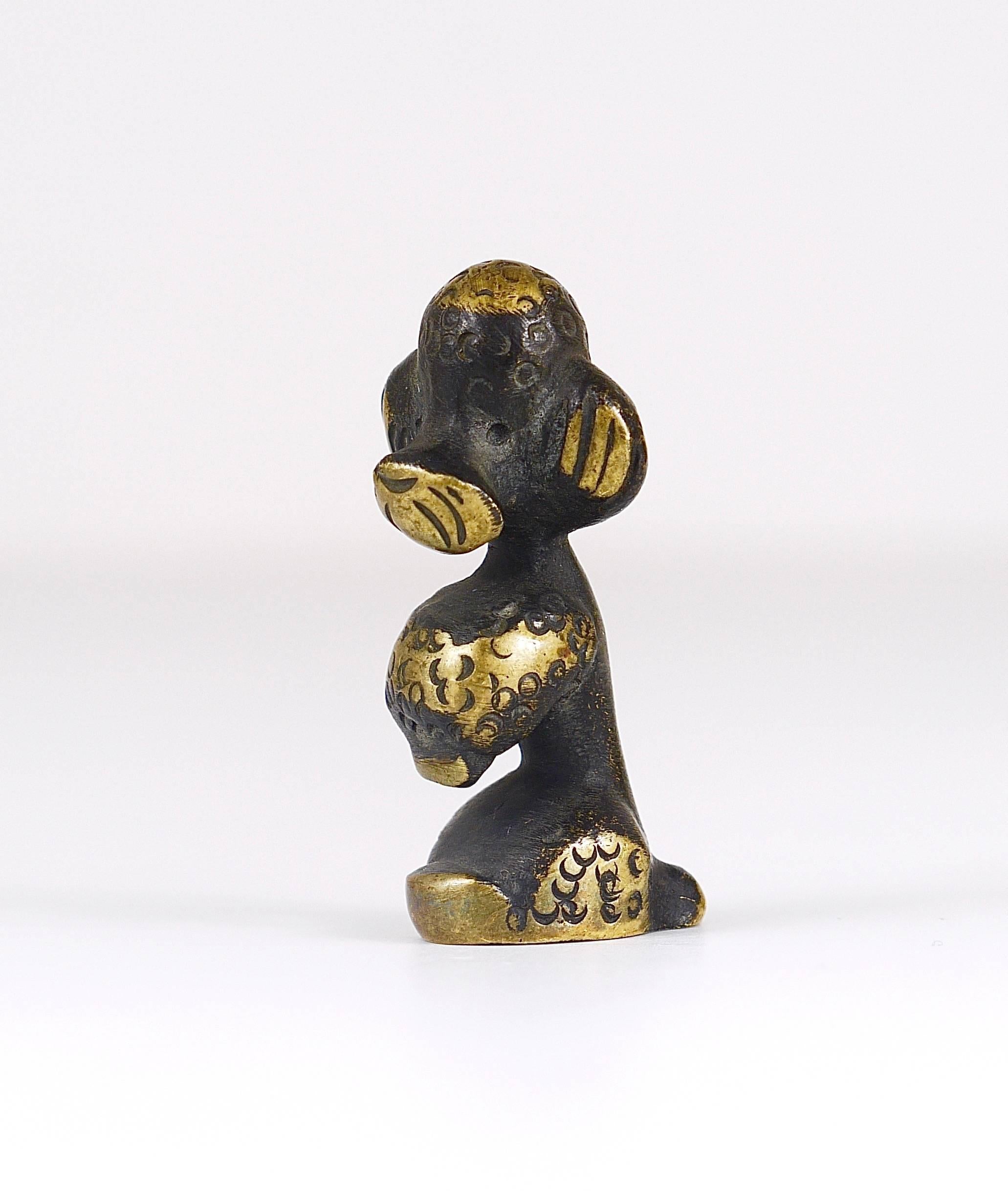 Walter Bosse Brass Poodle Figurine, Lucky Charm, Herta Baller, Austria, 1950s For Sale 1