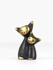 Walter Bosse Brass Cat and Kitten Figurine, Hertha Baller, Austria, 1950s
