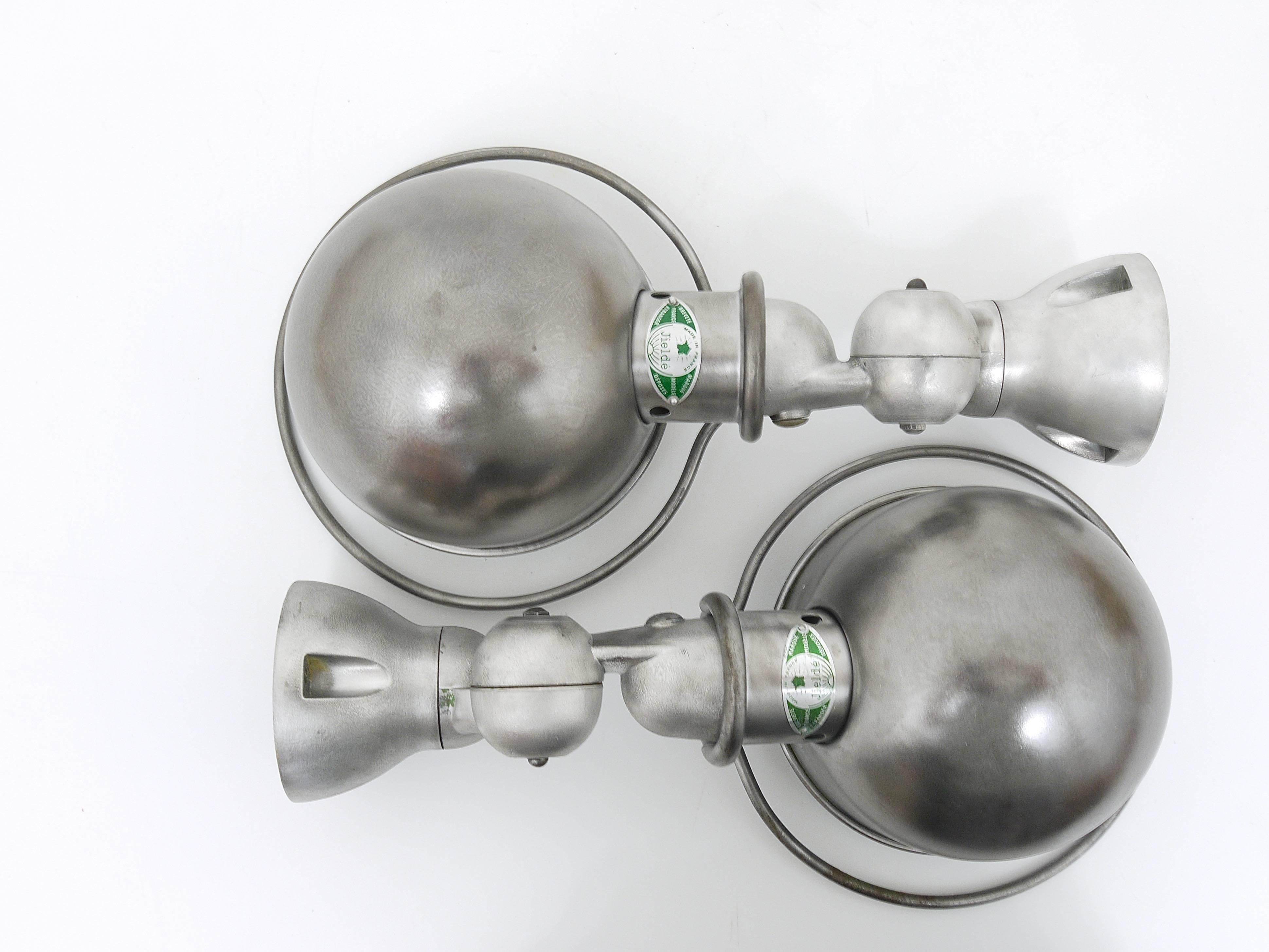 Two French Jean Louis Domecq Jielde Lyon Industrial Wall Lamp Sconces, 1950s 1