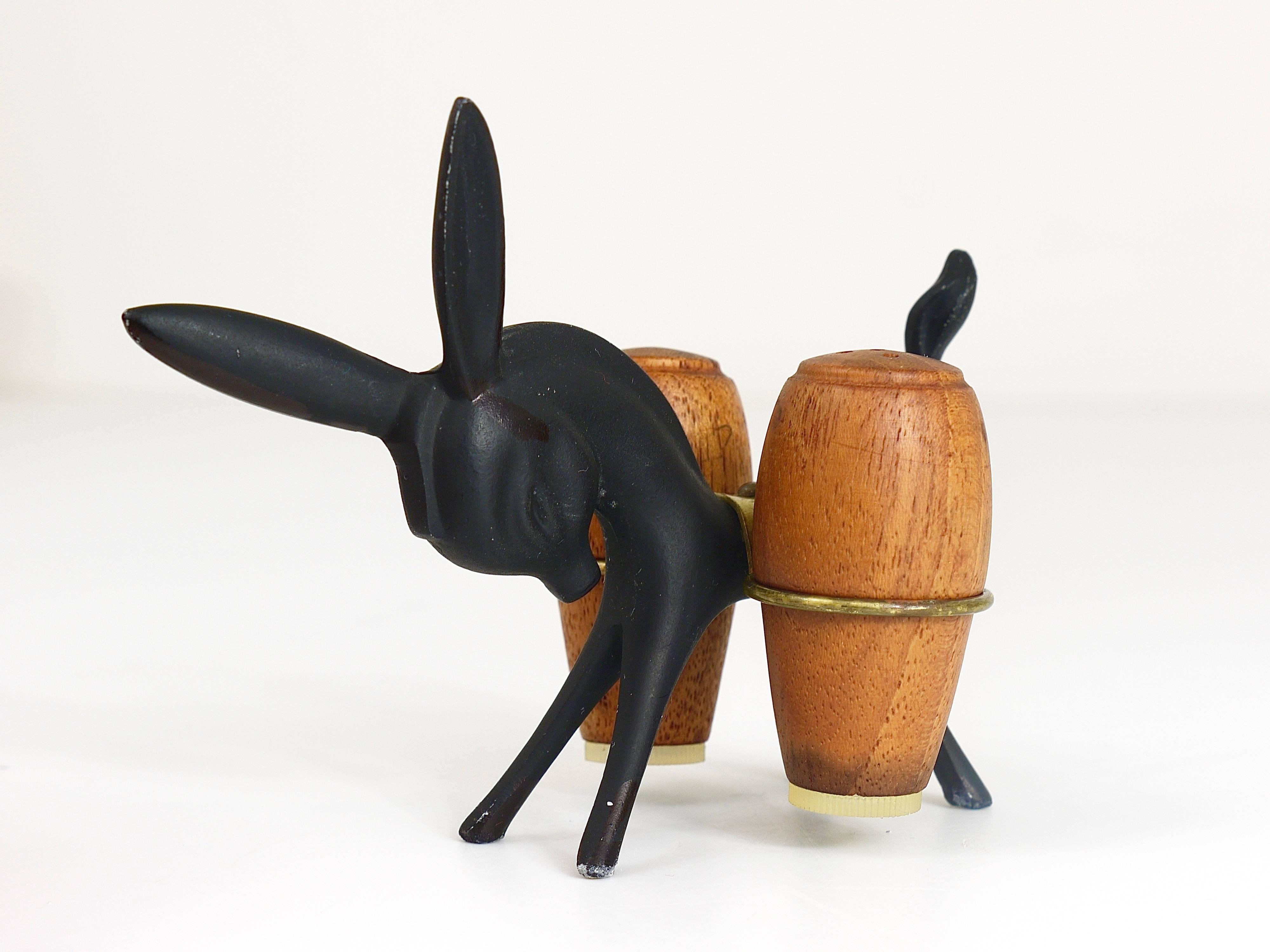 Mid-Century Modern Walter Bosse Donkey Salt and Pepper Shaker Set, Herta Baller, Austria, 1950s For Sale