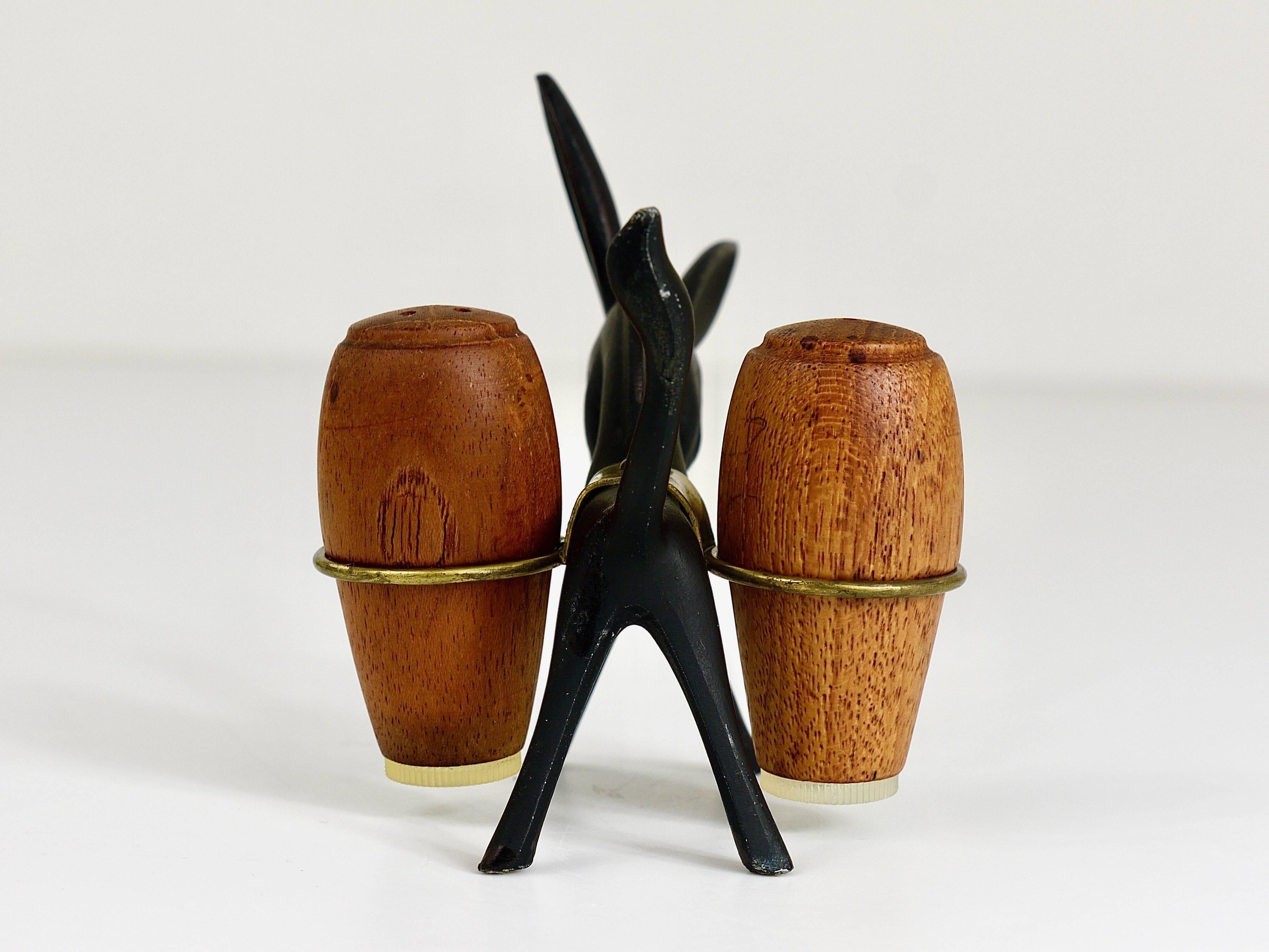 Metal Walter Bosse Donkey Salt and Pepper Shaker Set, Herta Baller, Austria, 1950s For Sale